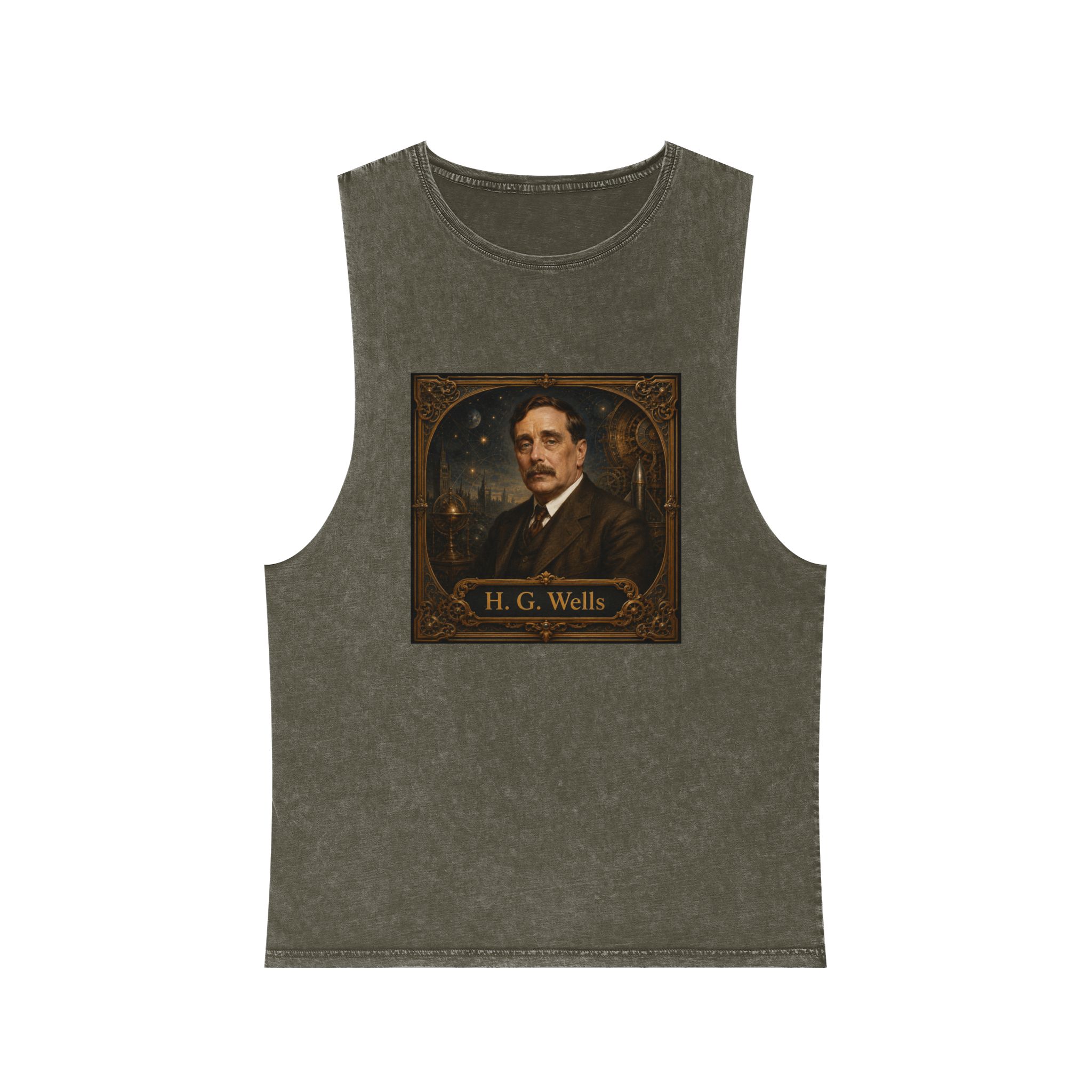 H G Wells Unisex Stonewash Tank Top - Image 5