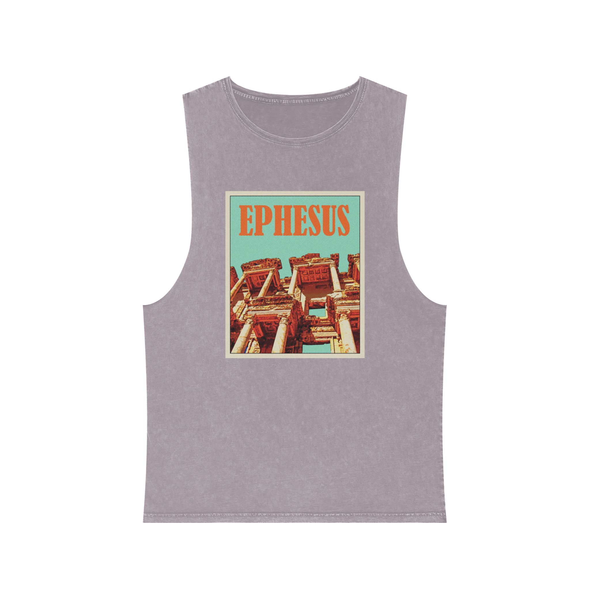 Ephesus Retro Travel Poster Unisex Stonewash Tank Top - Image 17