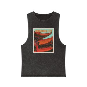 Forbidden City Retro Travel Poster Unisex Stonewash Tank Top