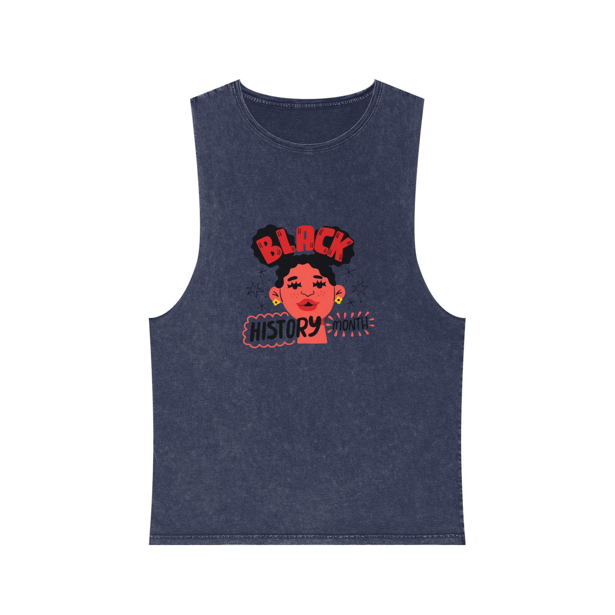 Flat Text Illustration Black History Month Celebration Unisex Stonewash Tank Top - Image 13