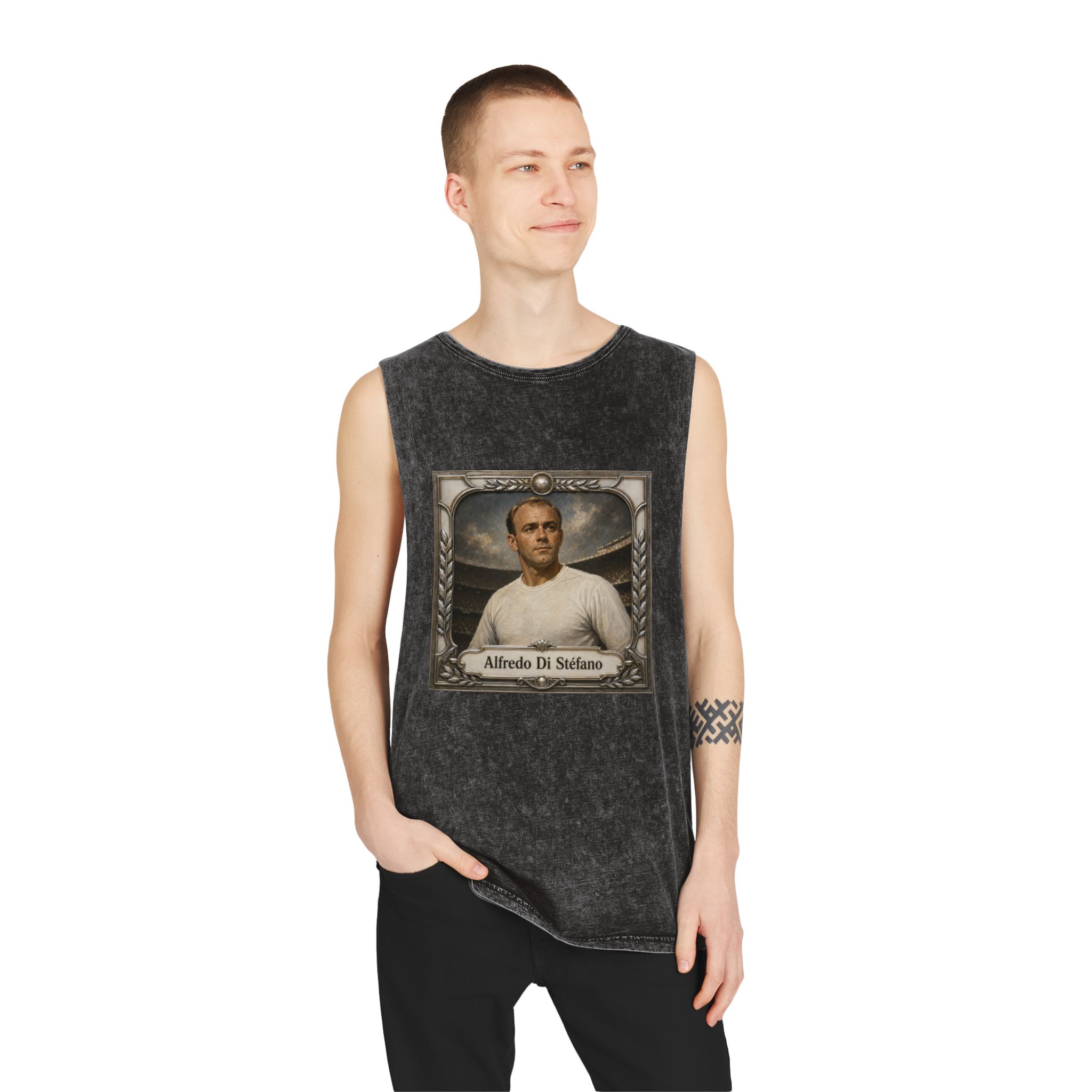 Alfredo Di Stefano Unisex Stonewash Tank Top - Image 3