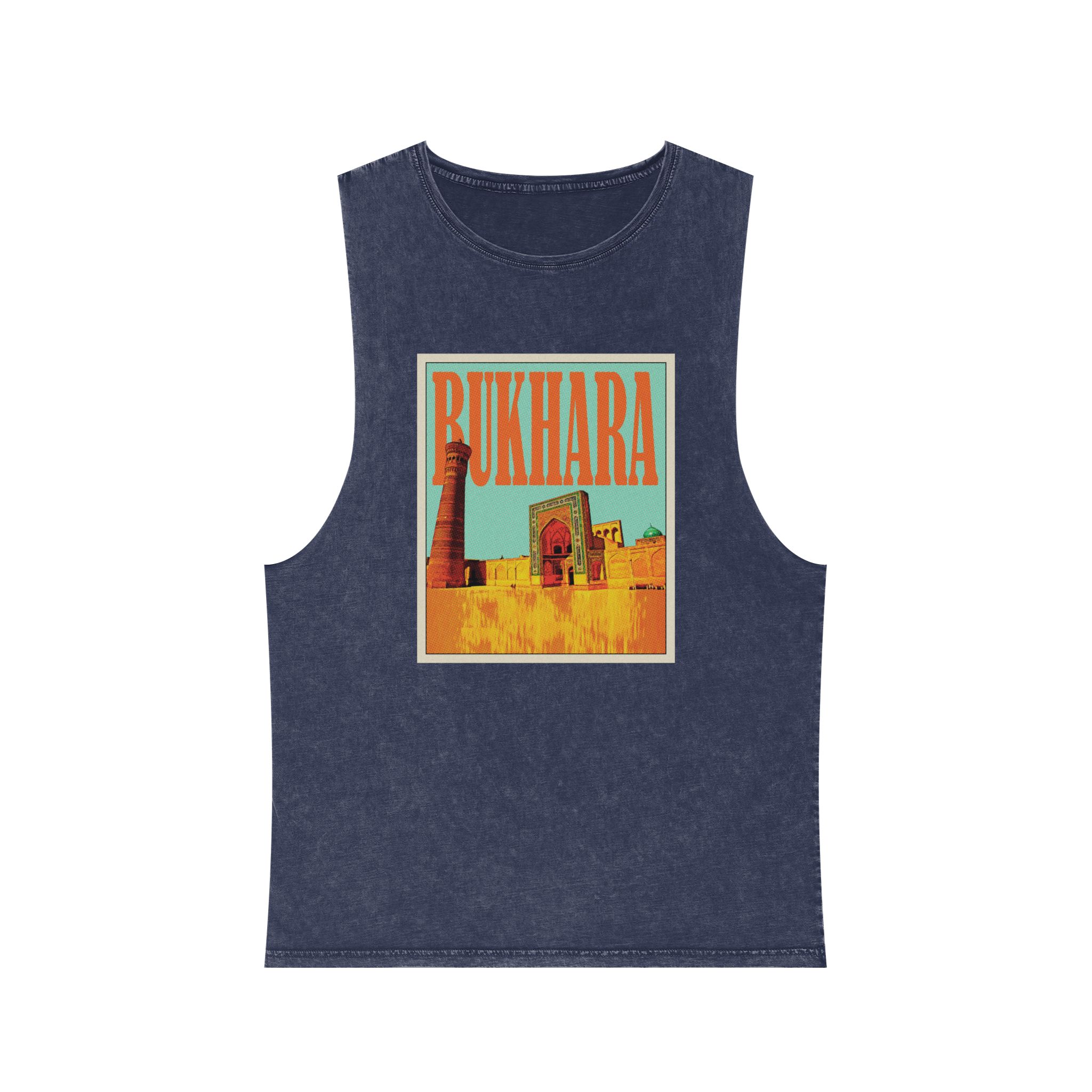 Bukhara Retro Travel Poster Unisex Stonewash Tank Top - Image 13
