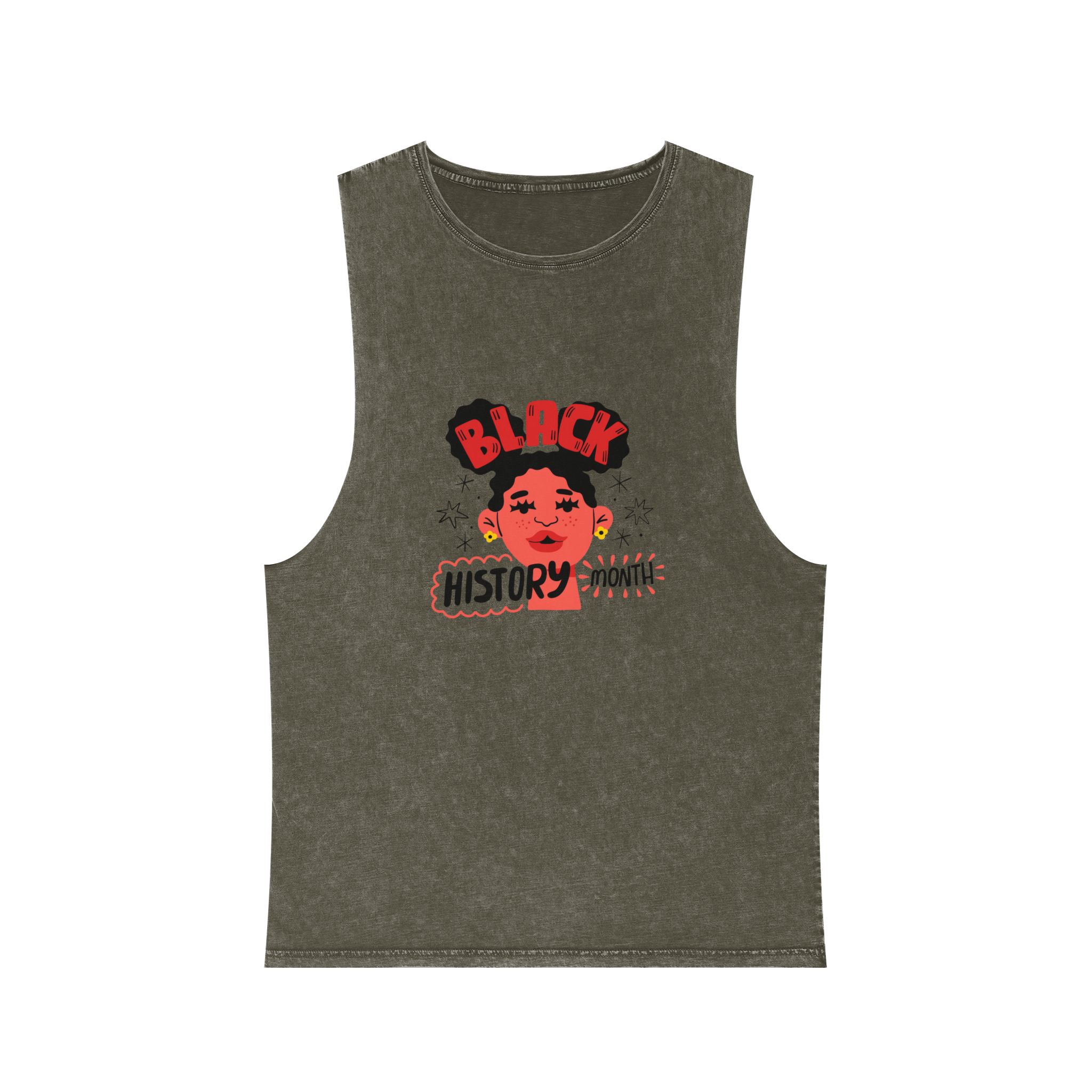 Flat Text Illustration Black History Month Celebration Unisex Stonewash Tank Top - Image 5