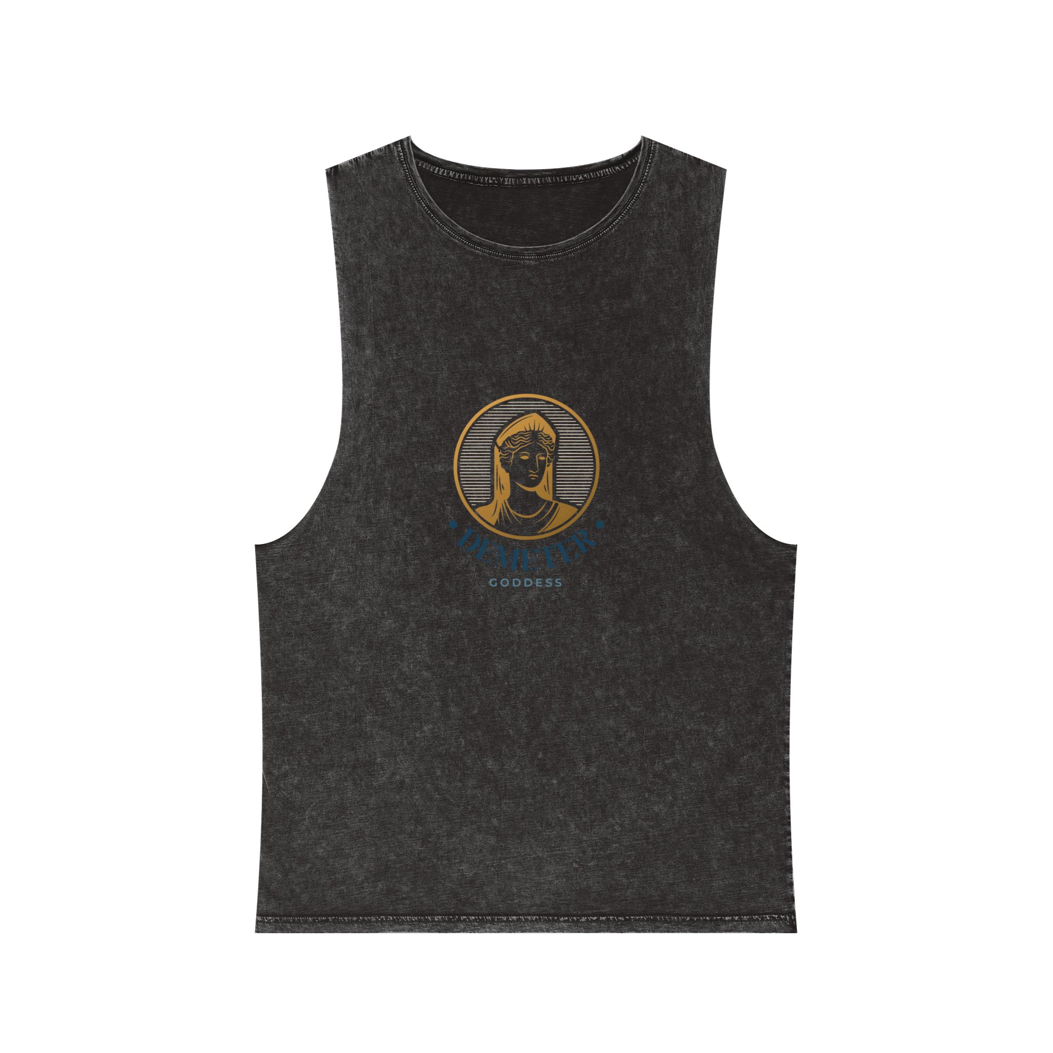 Detailed Goddess Logo With Golden Elements Unisex Stonewash Tank Top