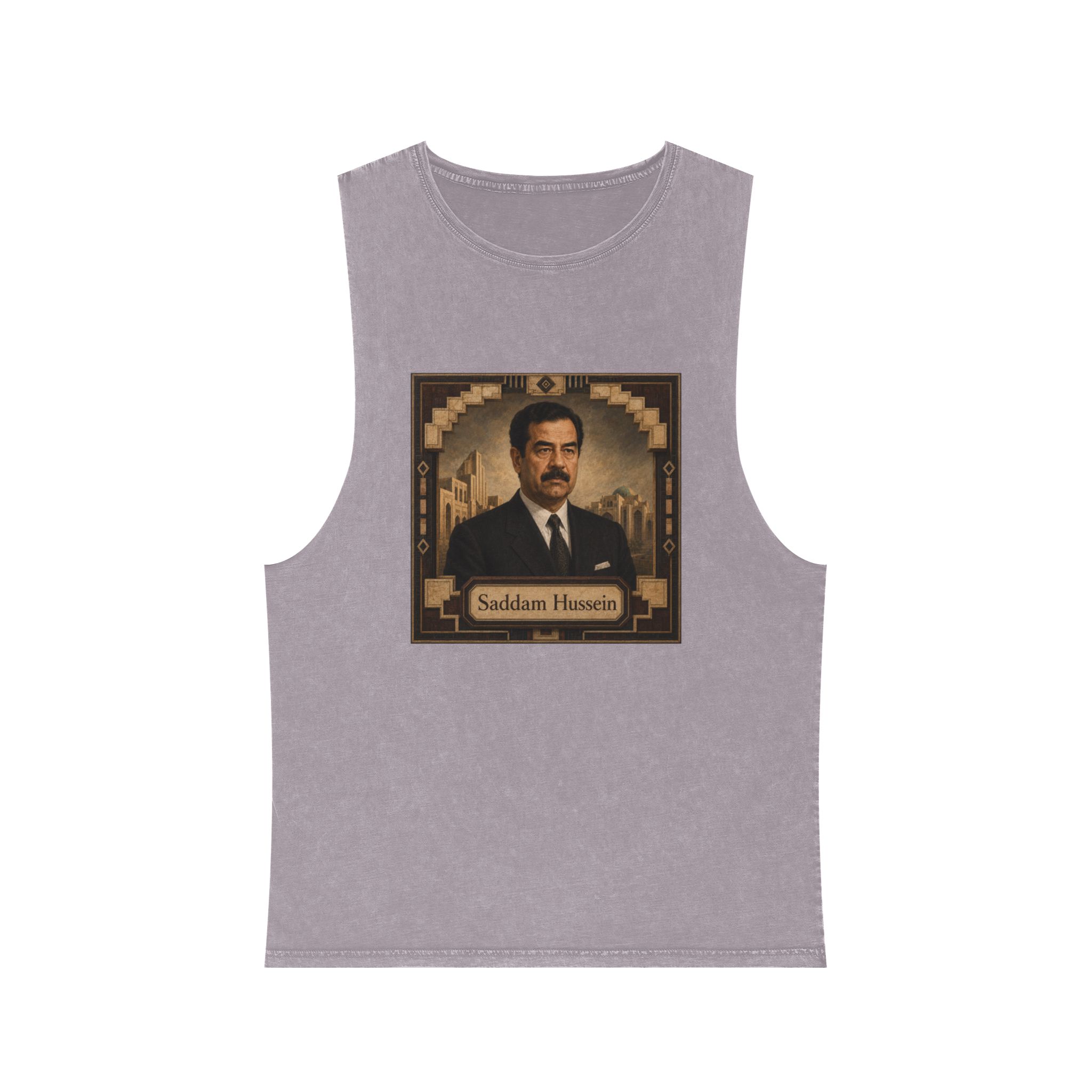 Saddam Hussein Unisex Stonewash Tank Top - Image 17