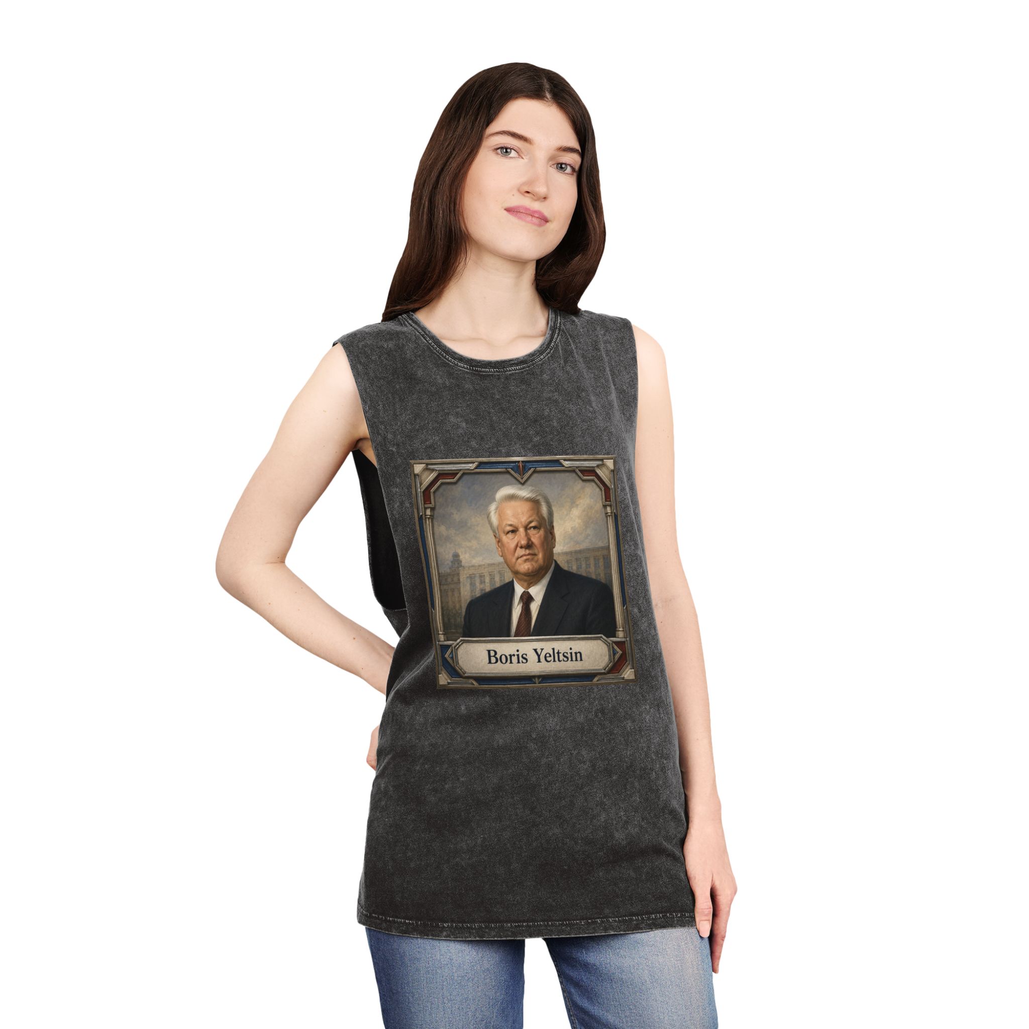 Boris Yeltsin Unisex Stonewash Tank Top - Image 4
