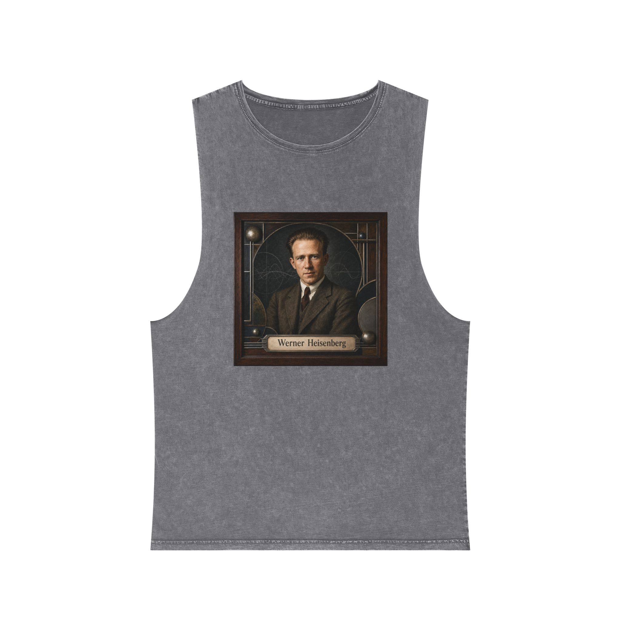 Werner Heisenberg Unisex Stonewash Tank Top - Image 9