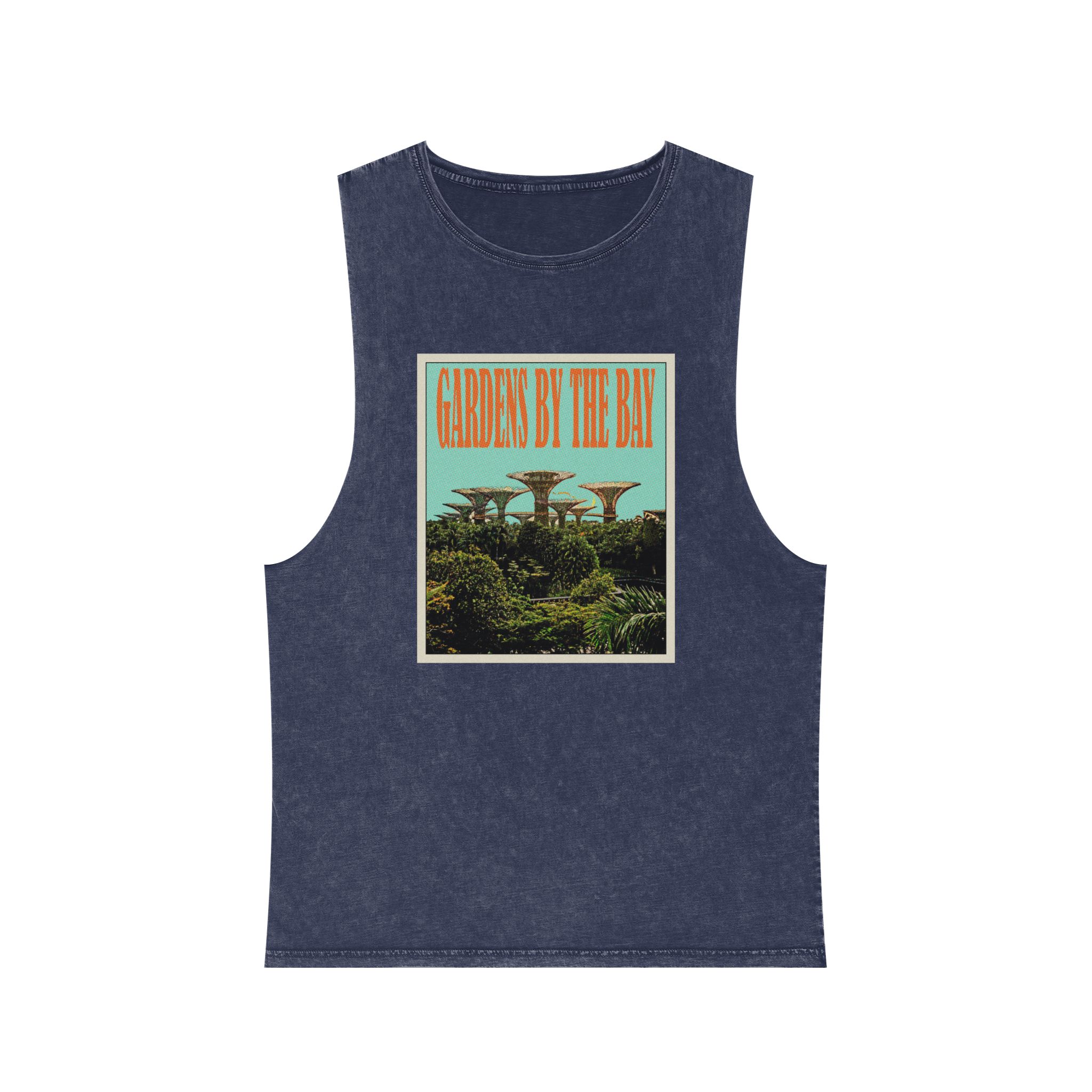 Gardens By Bay Retro Travel Poster Unisex Stonewash Tank Top - Image 13