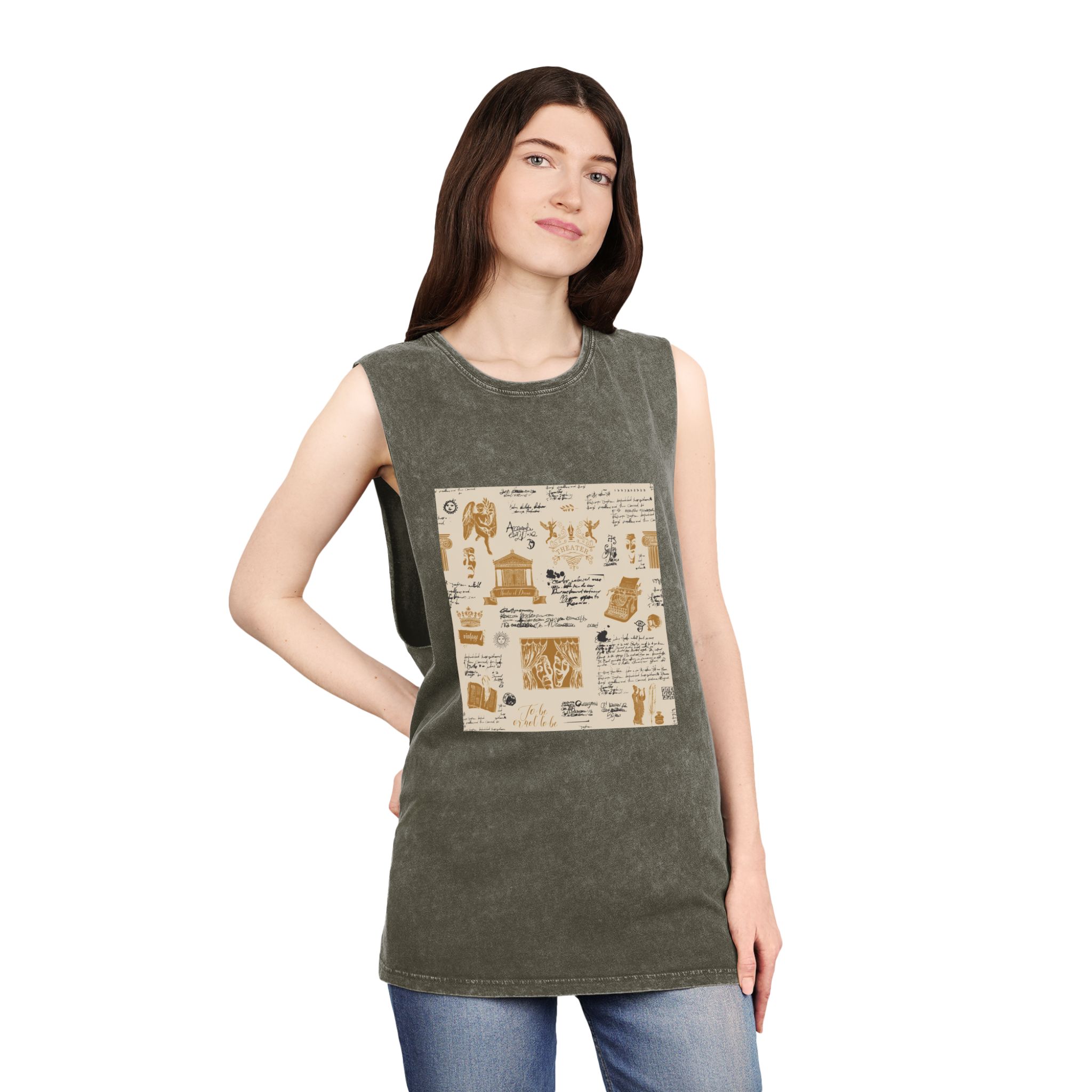 Theater Background 004 Unisex Stonewash Tank Top - Image 8