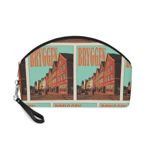 Bryggen Retro Travel Poster Makeup Bag