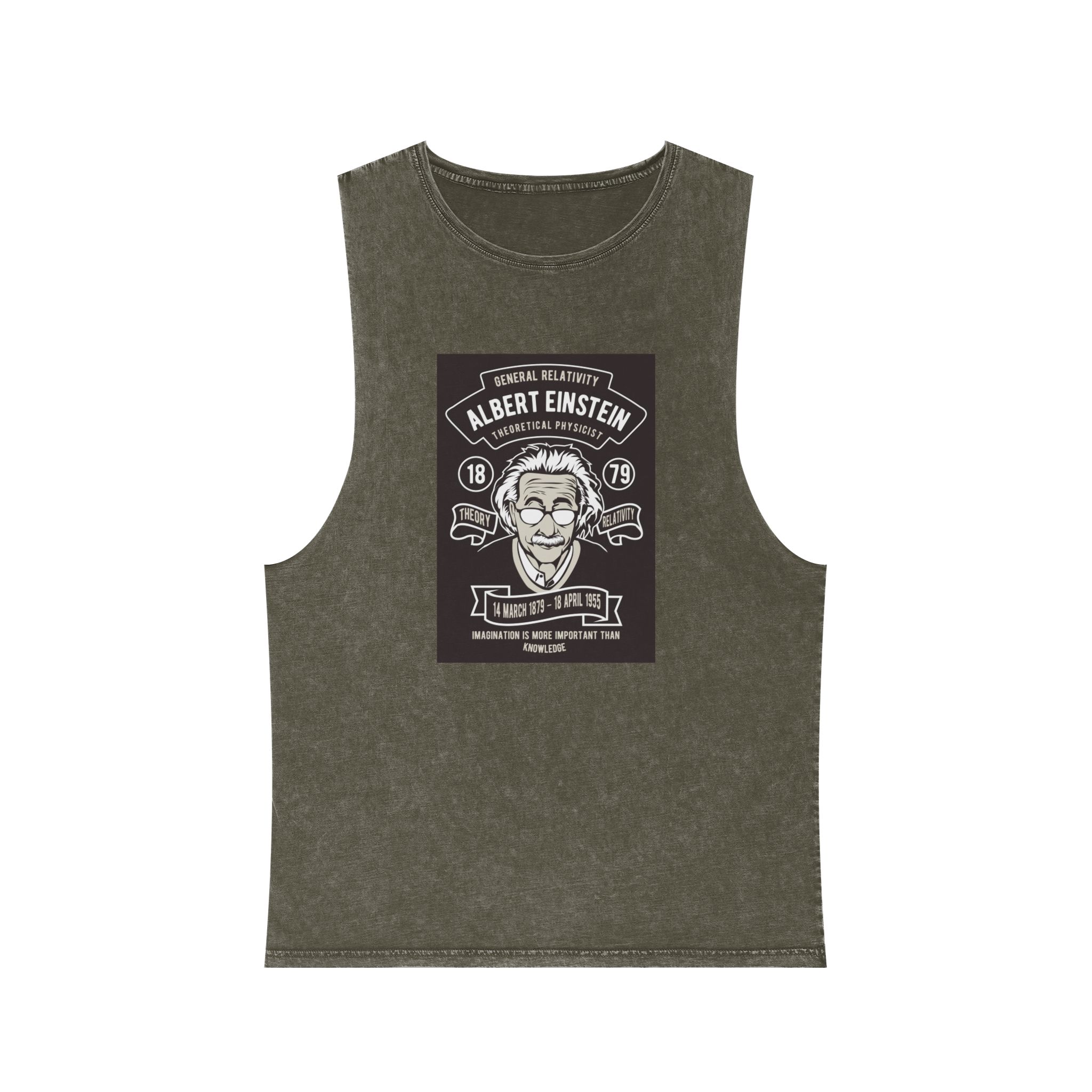 Albert Einstein Copia Unisex Stonewash Tank Top - Image 5