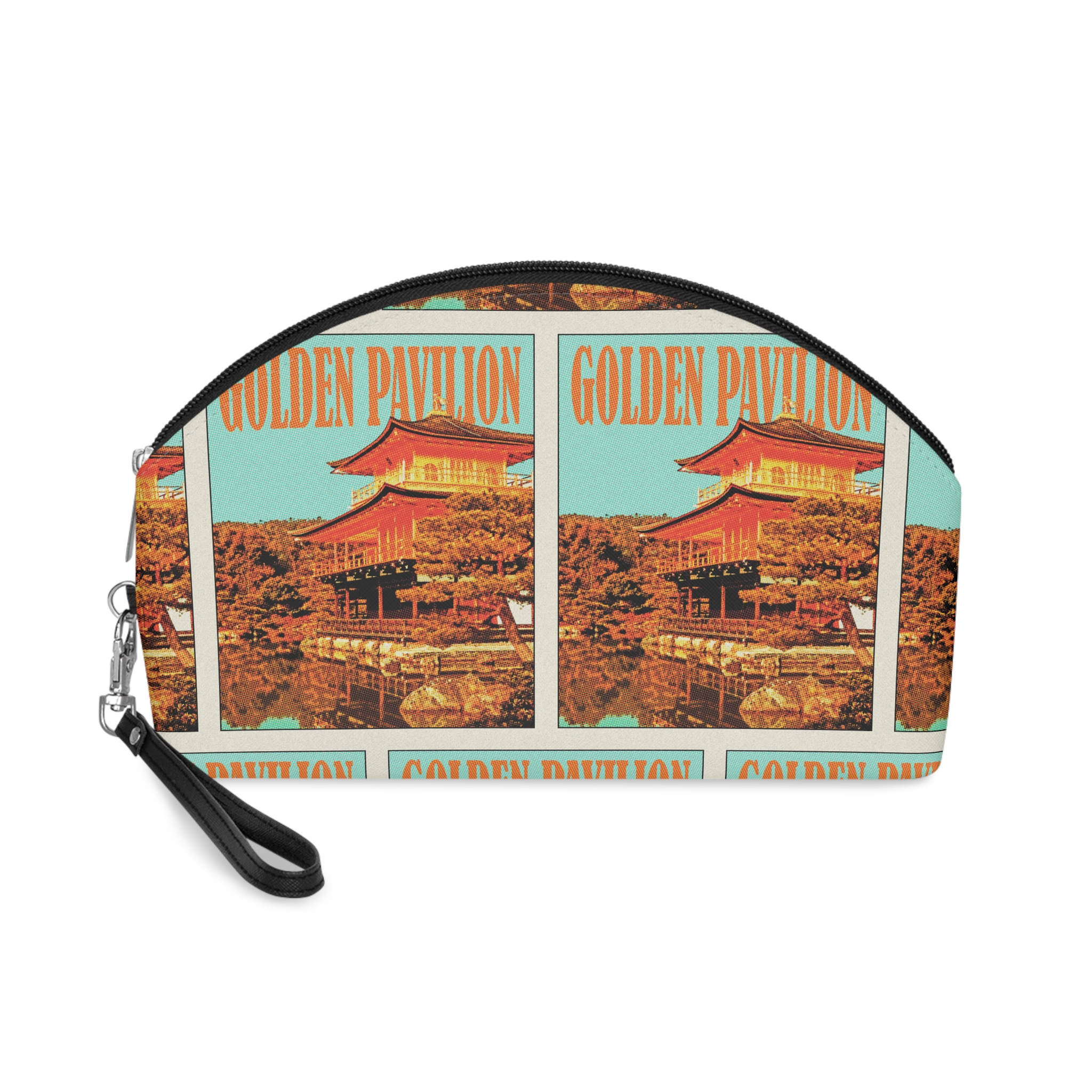 Golden Pavilion Retro Travel Poster (1) Makeup Bag