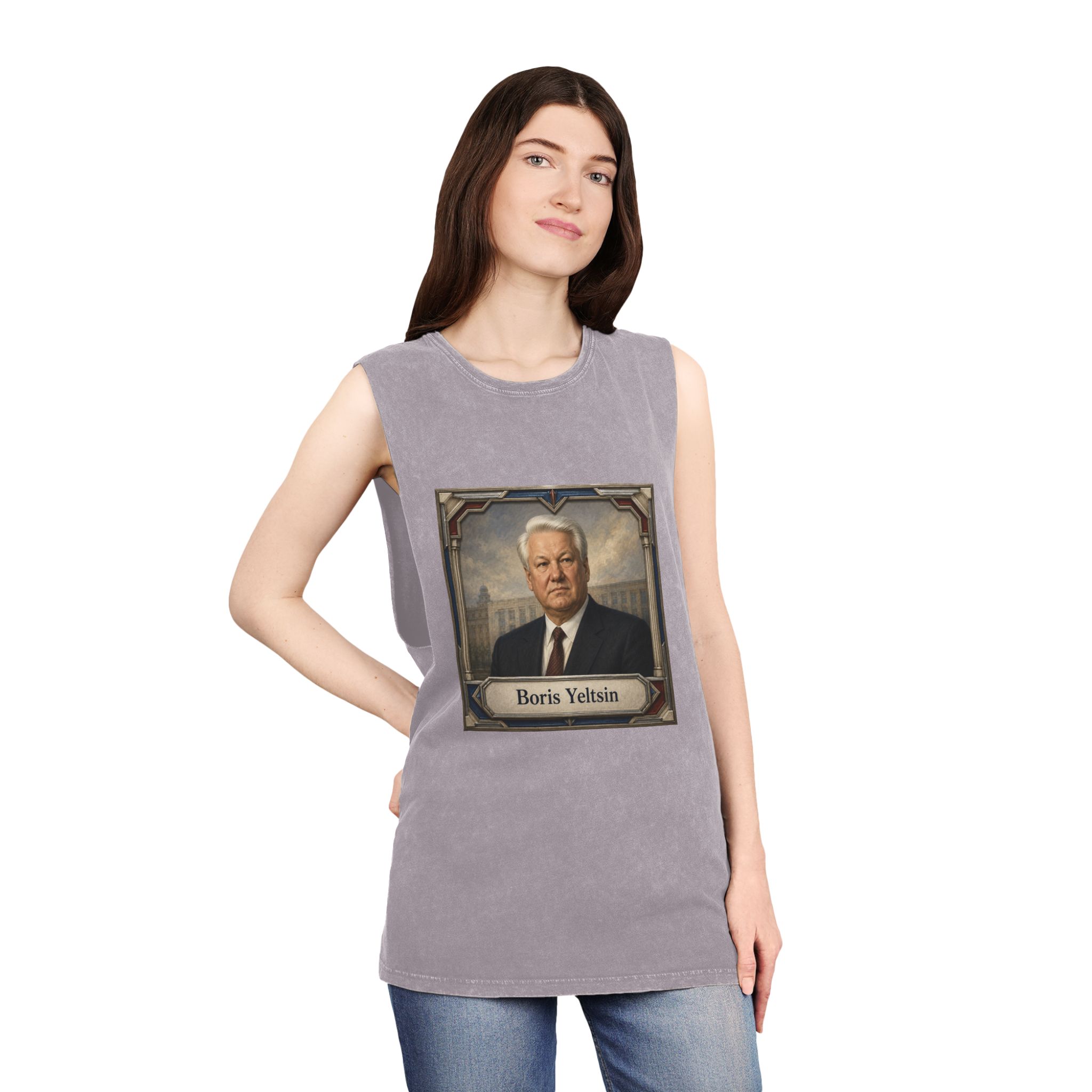 Boris Yeltsin Unisex Stonewash Tank Top - Image 20
