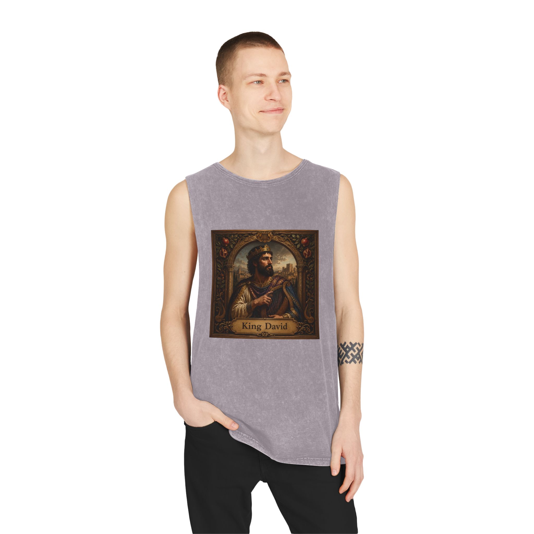 King David Unisex Stonewash Tank Top - Image 19