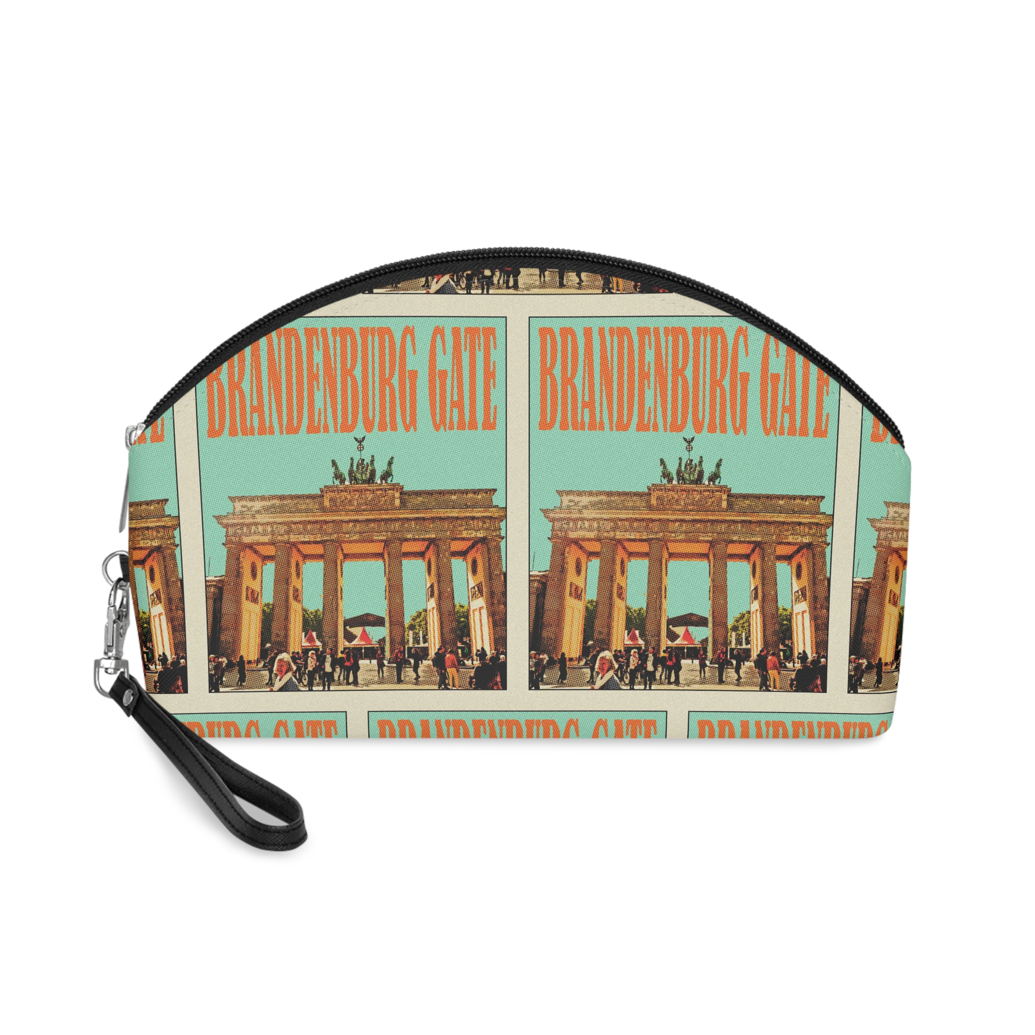 Brandenburg Gate Retro Travel Poster (1) Makeup Bag