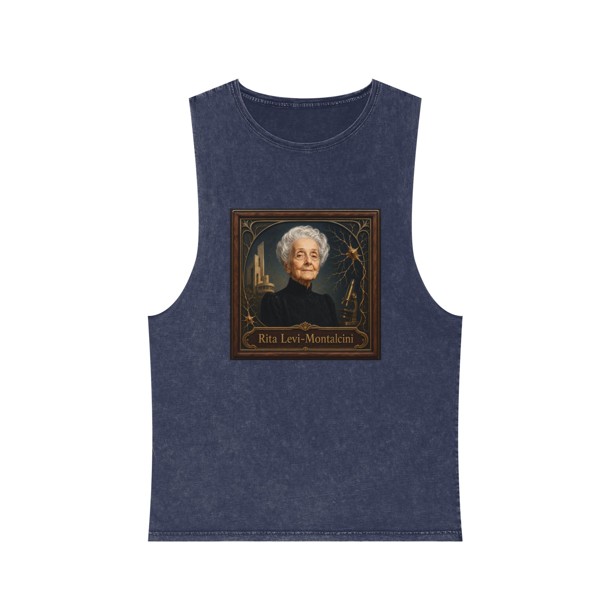 Rita Levi Montalcini Unisex Stonewash Tank Top - Image 13
