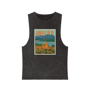 Gardens By Bay Retro Travel Poster (2) Unisex Stonewash Tank Top