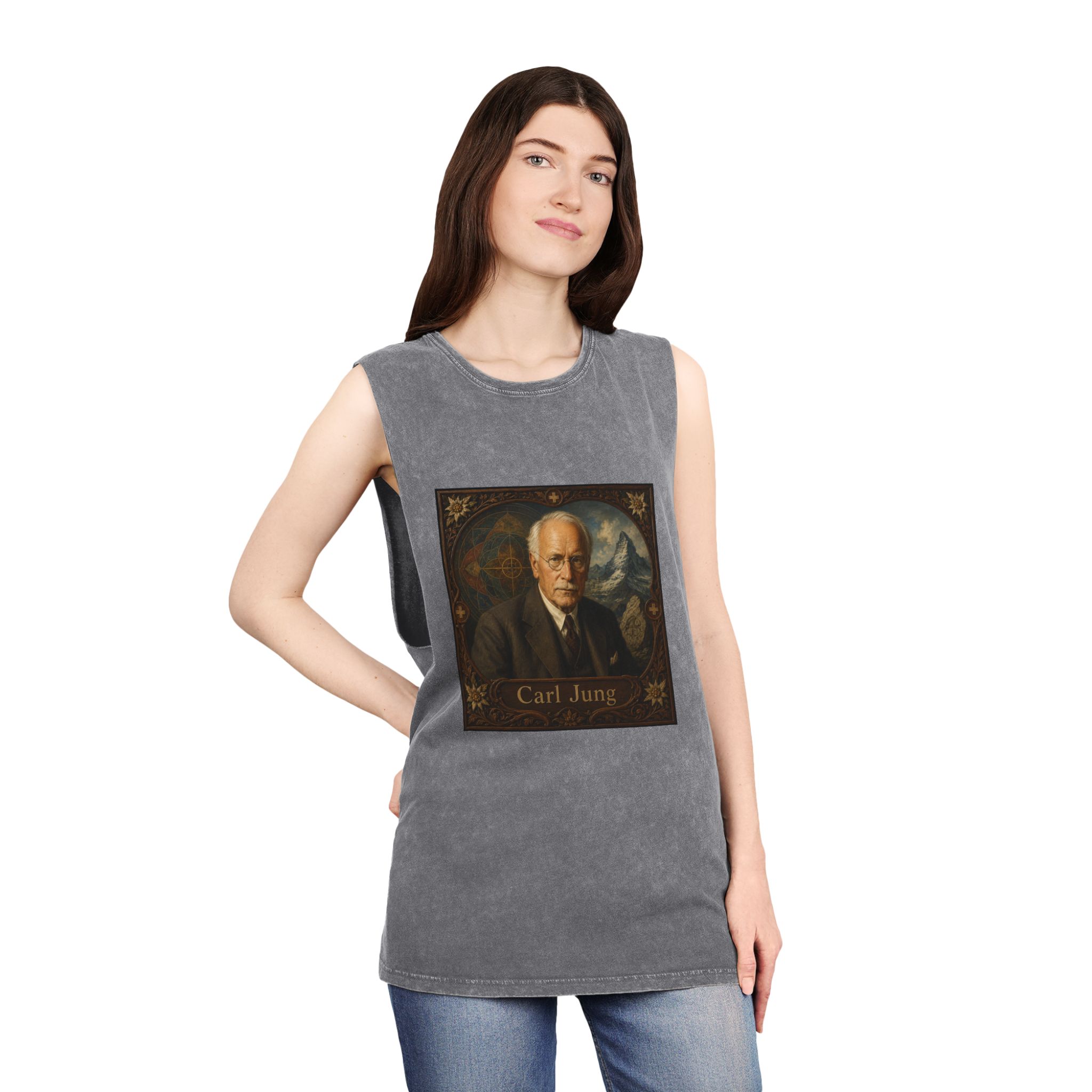 Carl Jung Unisex Stonewash Tank Top - Image 12