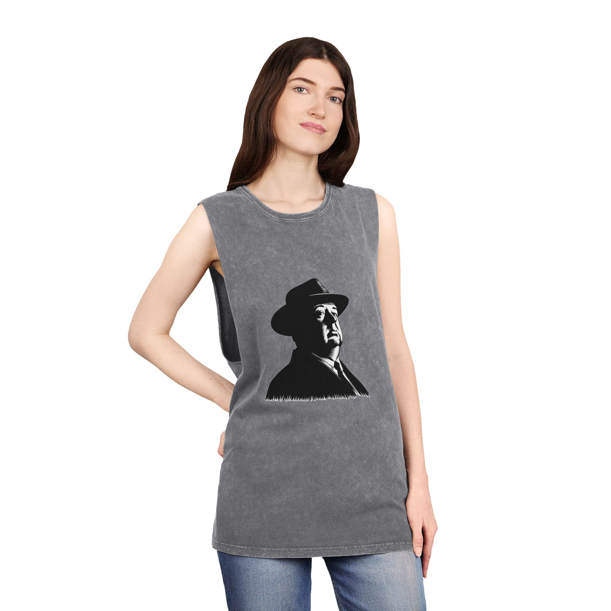 Fondo de “alfred Hitchcock (1) Unisex Stonewash Tank Top - Image 12