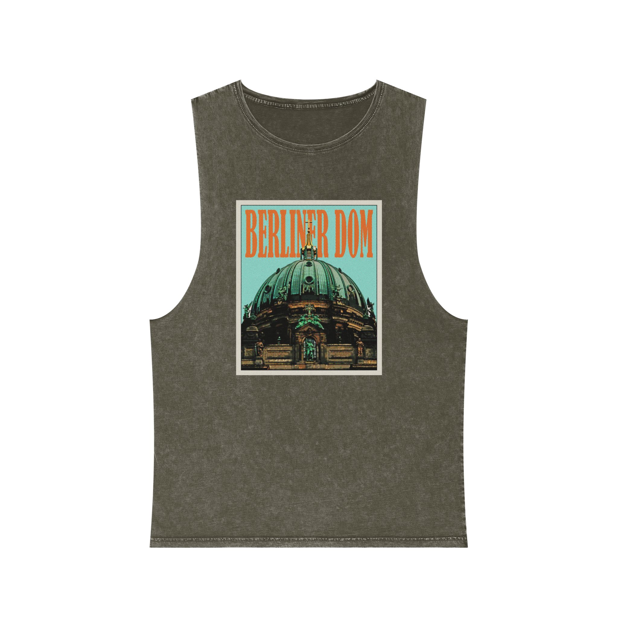 Berliner Dom Retro Travel Poster Unisex Stonewash Tank Top - Image 5
