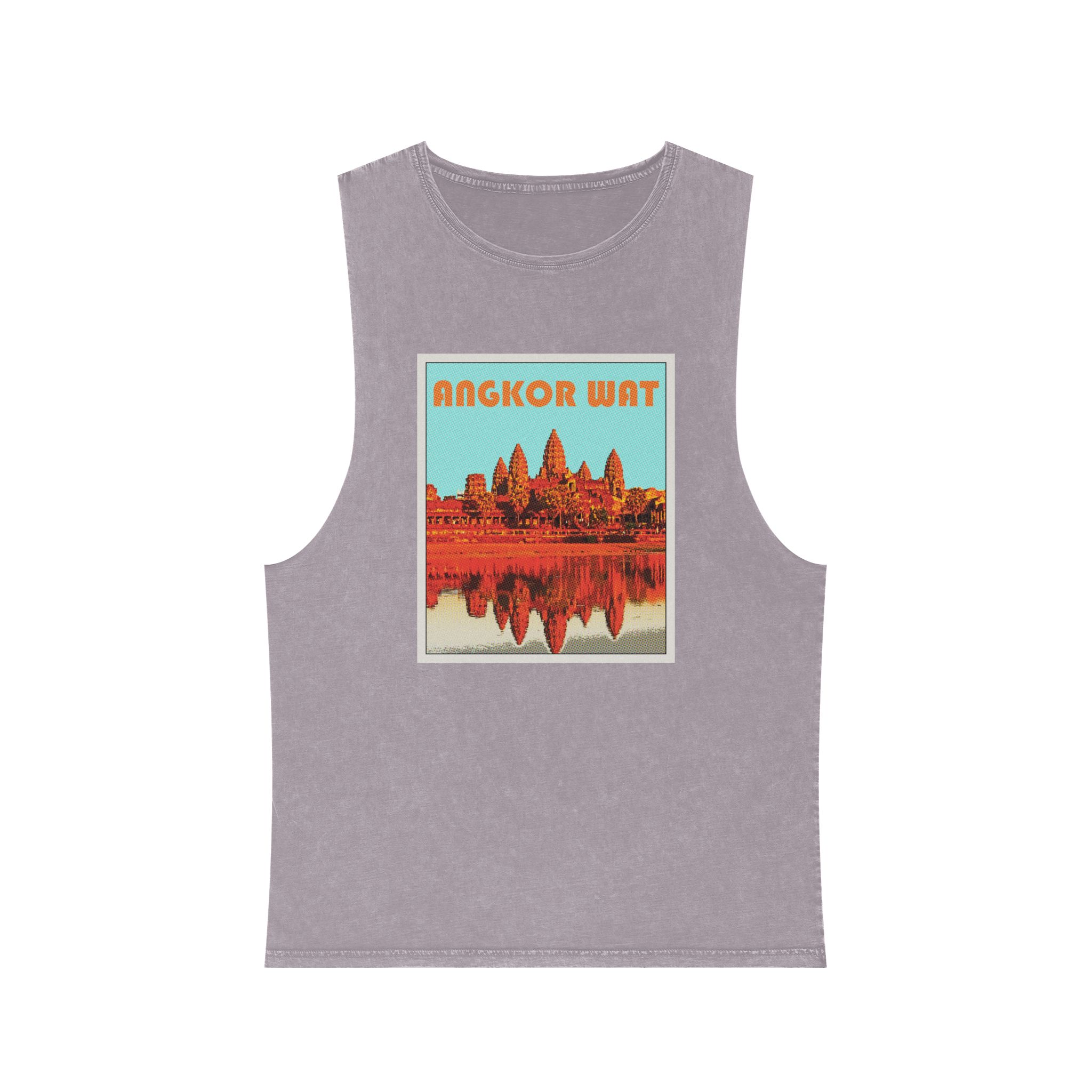 Angkor Wat Retro Travel Poster (1) Unisex Stonewash Tank Top - Image 17