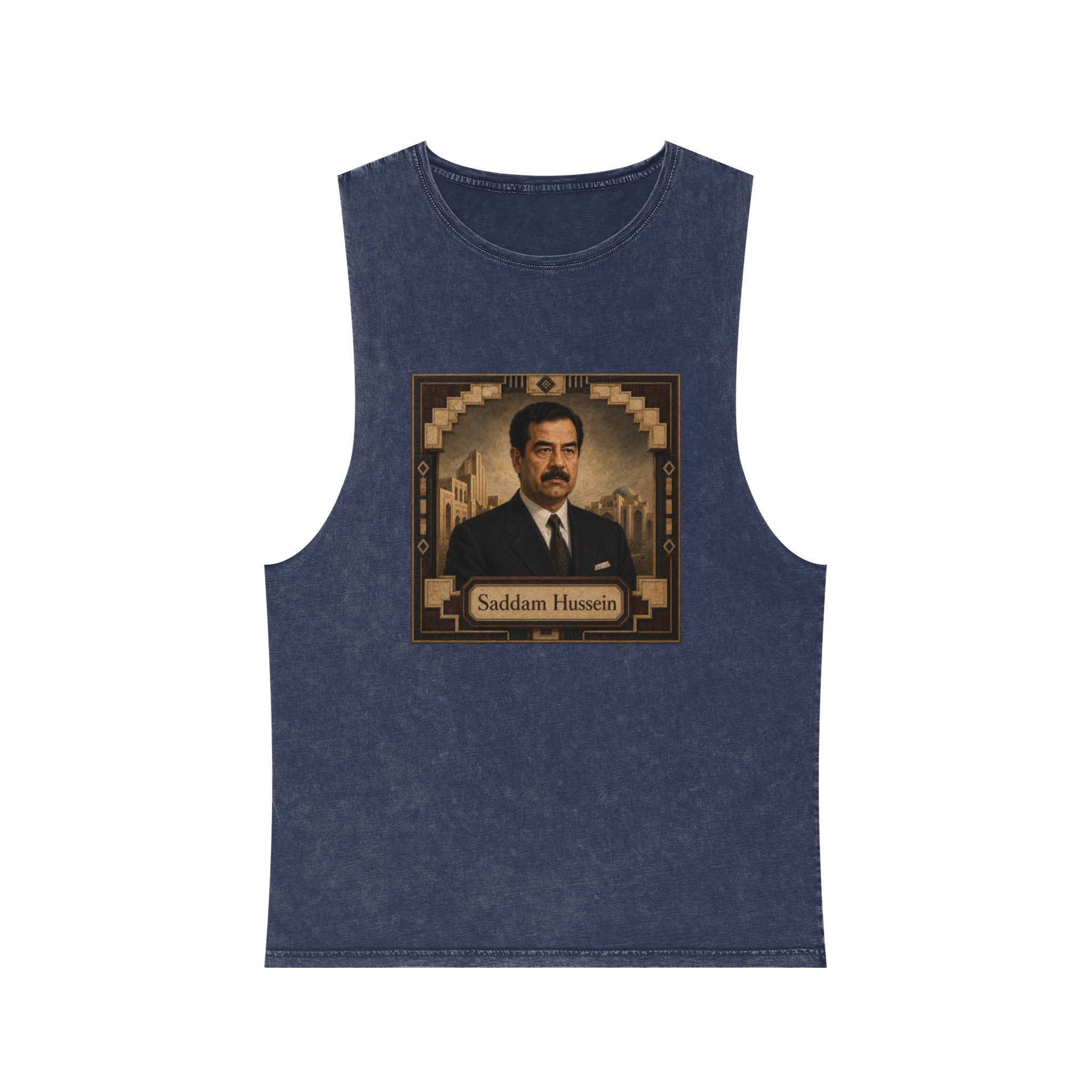 Saddam Hussein Unisex Stonewash Tank Top - Image 13