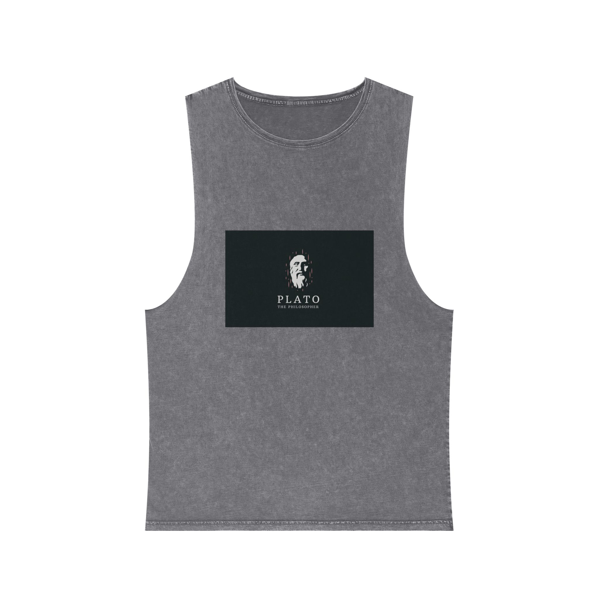 Ancient Greek Plato Philosopher Head Logo Icon Design Template Flat Vector Unisex Stonewash Tank Top - Image 9