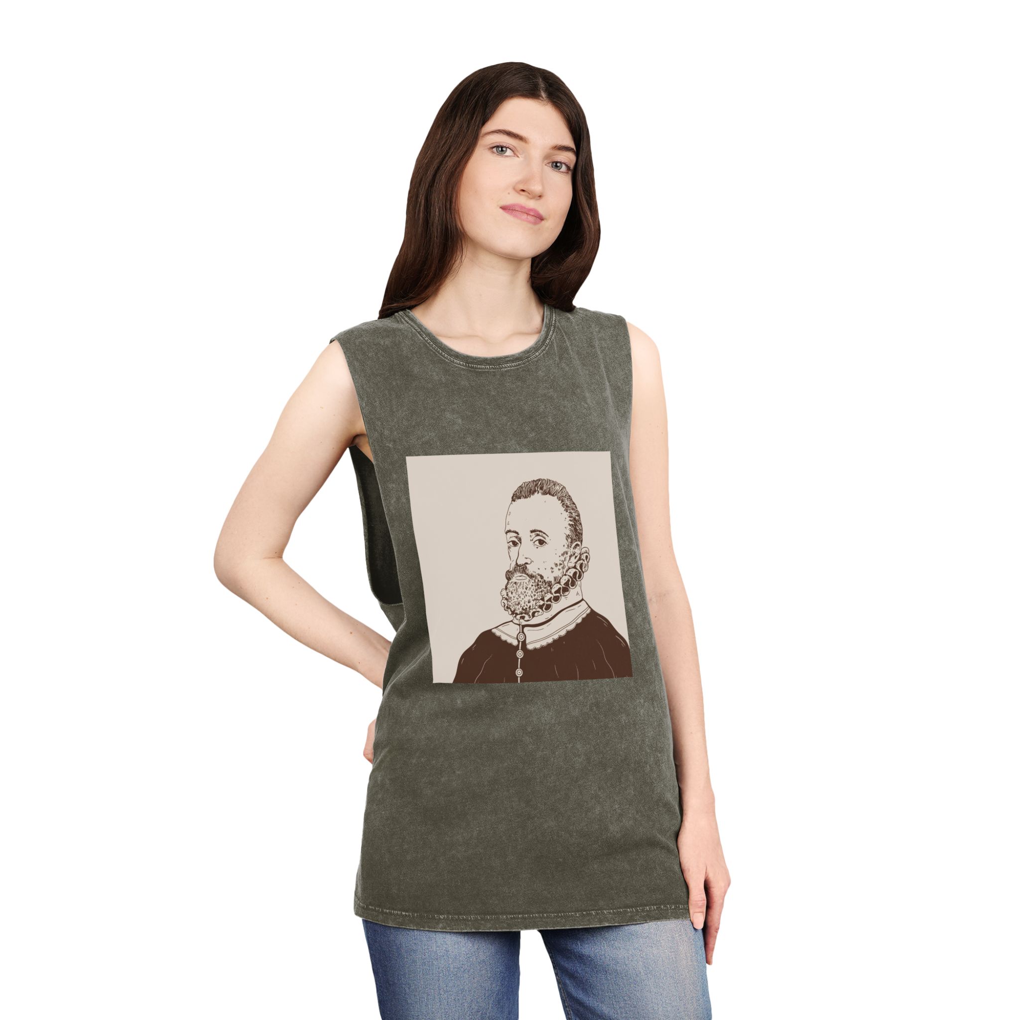 Historical Design E34CAD Unisex Stonewash Tank Top - Image 8