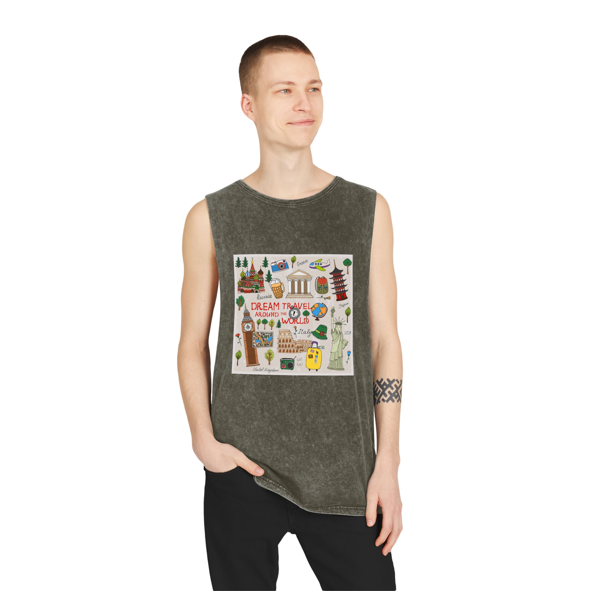 Historical Design AC647D Unisex Stonewash Tank Top - Image 7