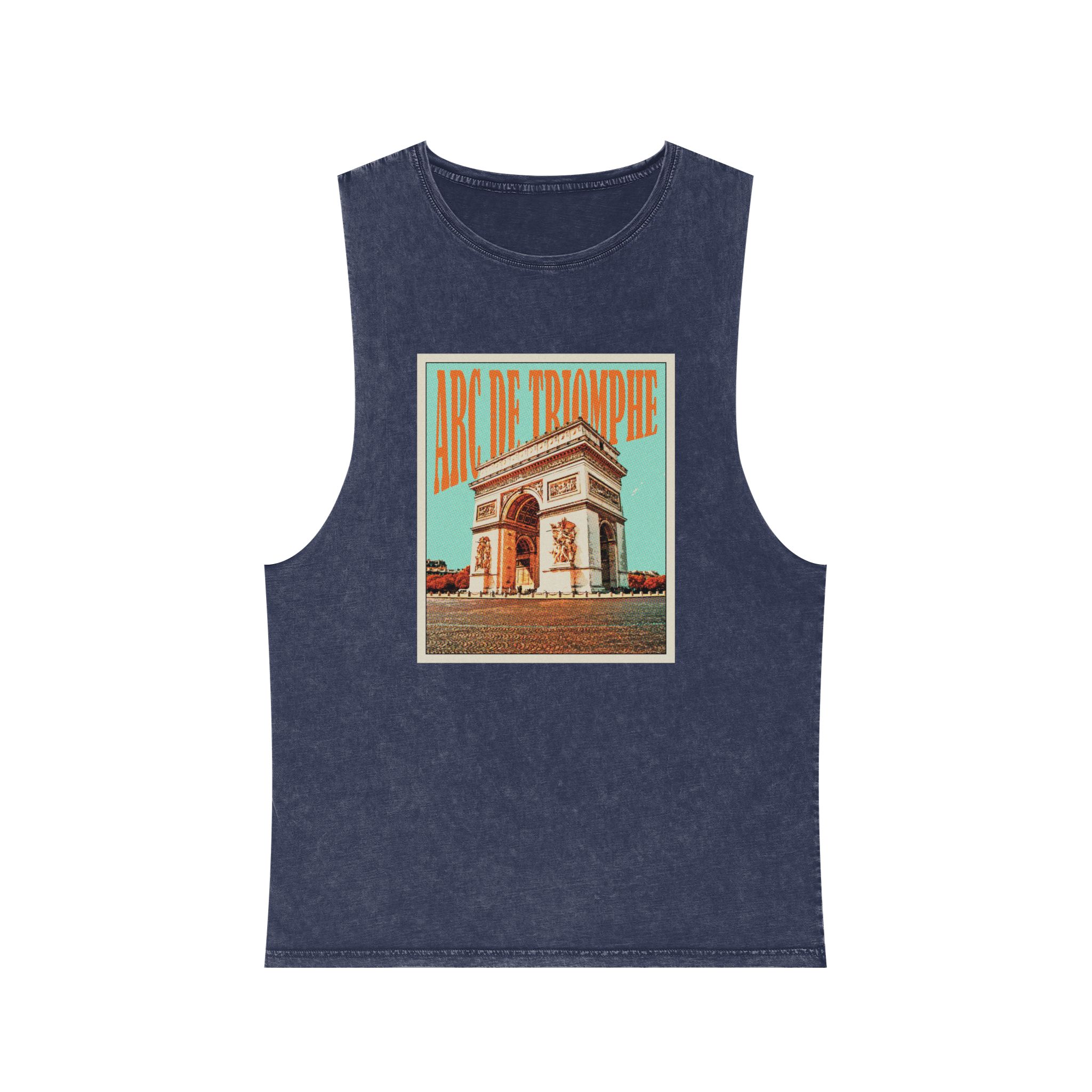 Arc de Triomphe Retro Travel Poster Unisex Stonewash Tank Top - Image 13