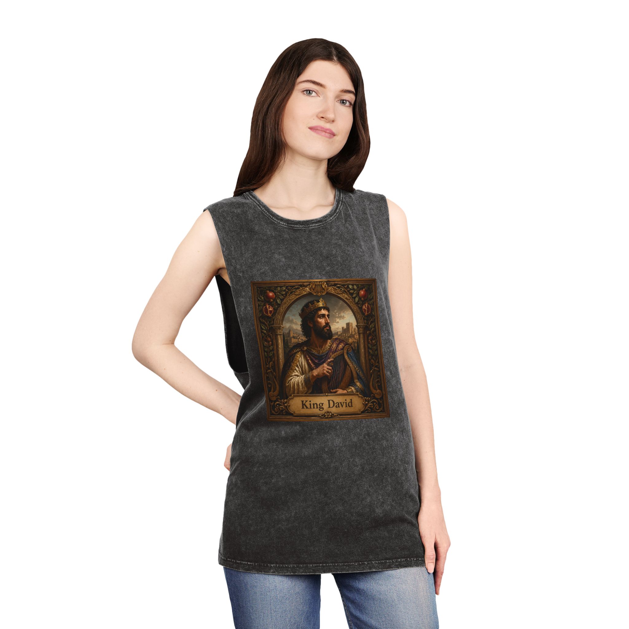 King David Unisex Stonewash Tank Top - Image 4