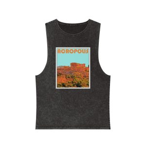 Acropolis Retro Travel Poster (1) Unisex Stonewash Tank Top