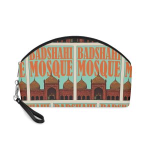 Badshahi Mosque Retro Travel Poster Makeup Bag