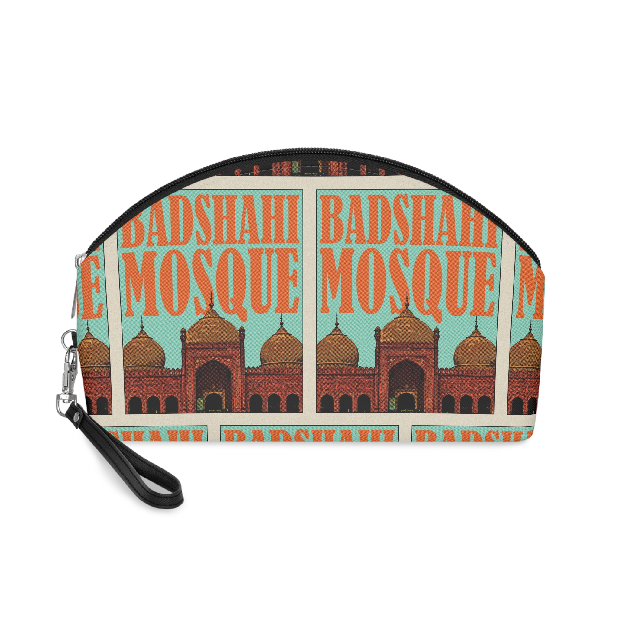 Badshahi Mosque Retro Travel Poster Makeup Bag