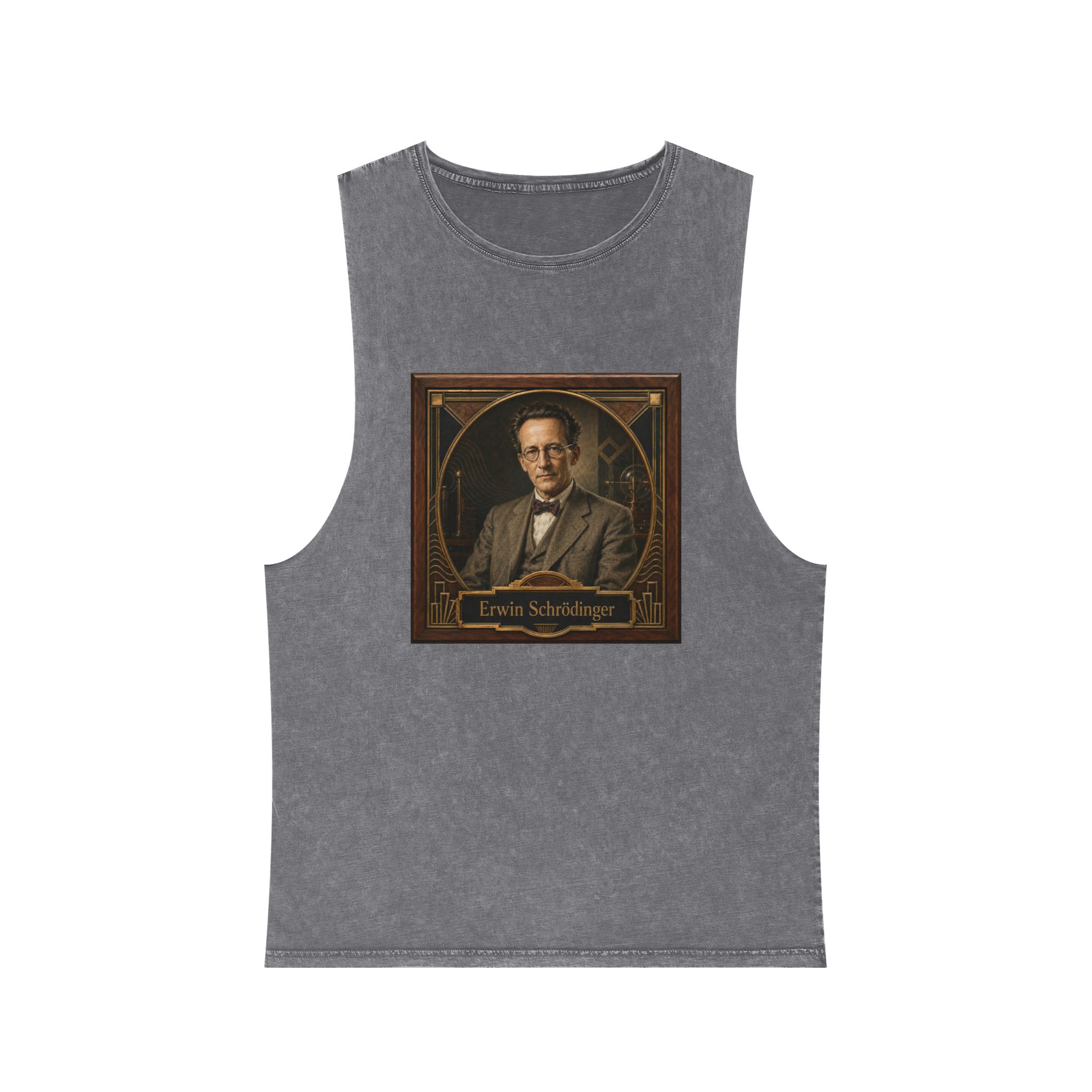 Erwin Schrodinger Unisex Stonewash Tank Top - Image 9