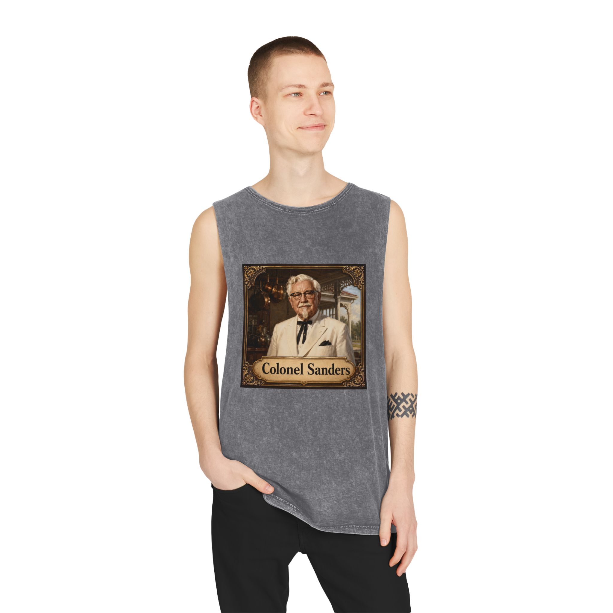 Colonel Sanders Unisex Stonewash Tank Top - Image 11