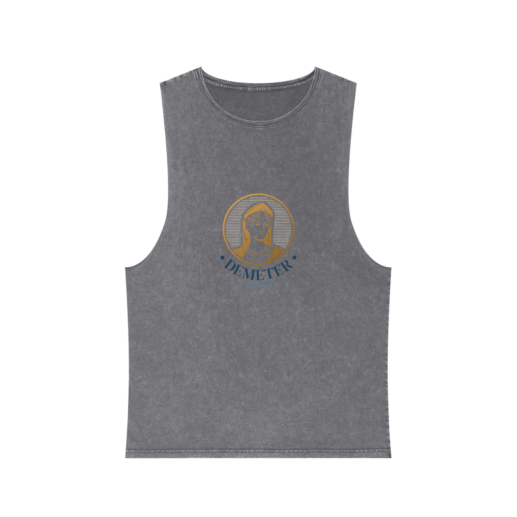 Detailed Goddess Logo With Golden Elements Unisex Stonewash Tank Top - Image 9