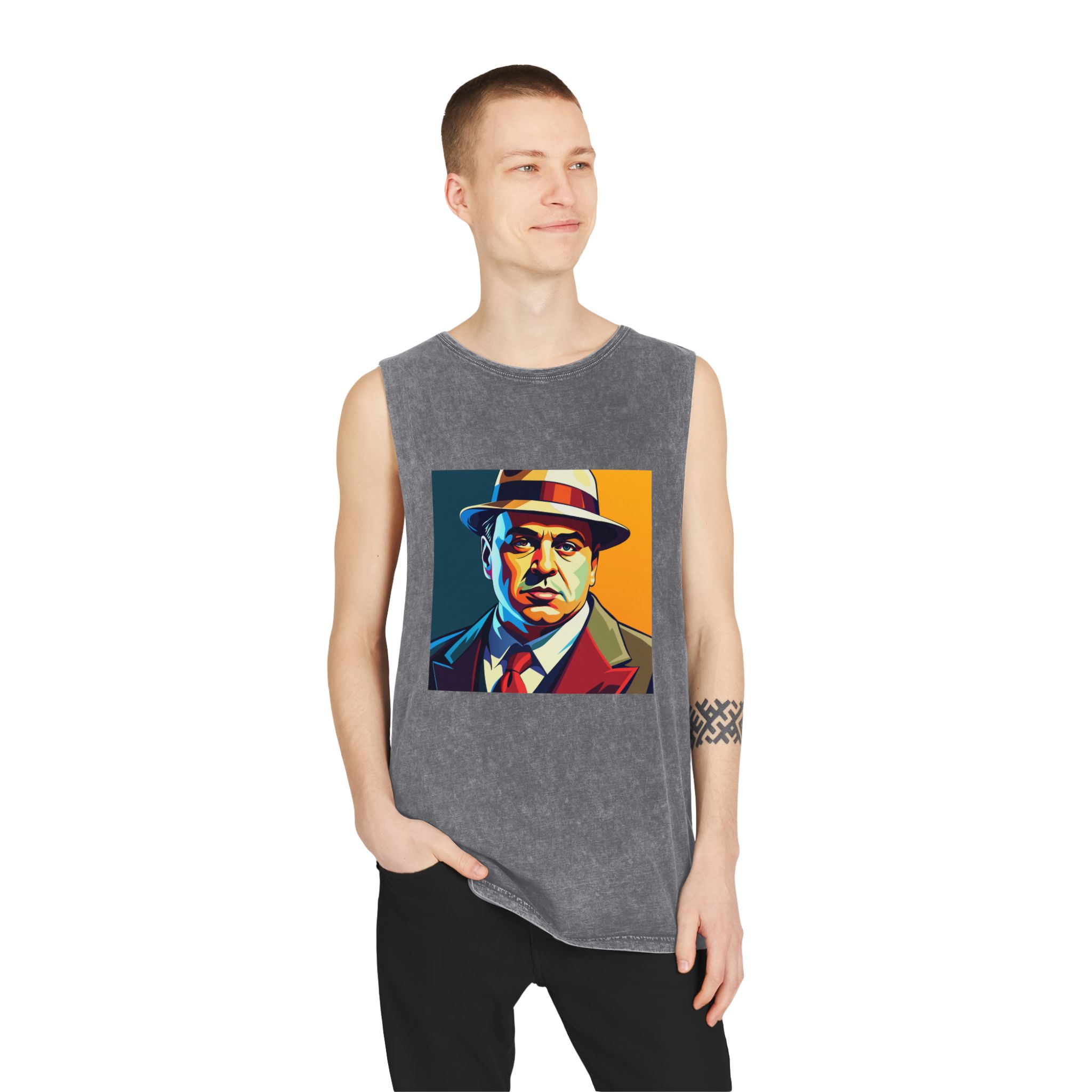 Al Capone V2 Unisex Stonewash Tank Top - Image 11