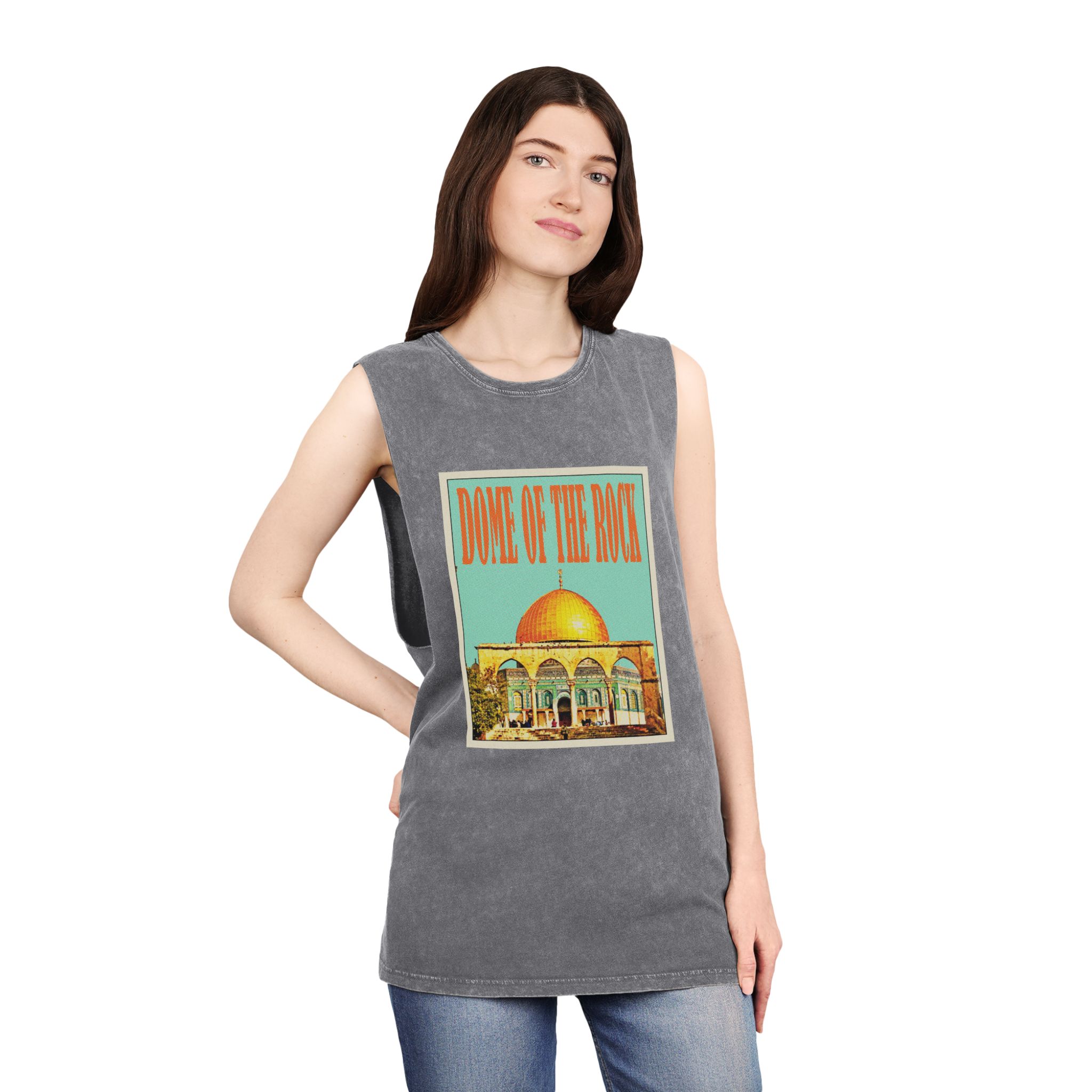 Dome Rock Retro Travel Poster Unisex Stonewash Tank Top - Image 12