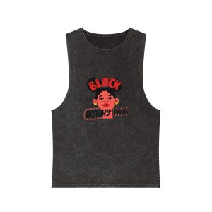 Flat Text Illustration Black History Month Celebration Unisex Stonewash Tank Top