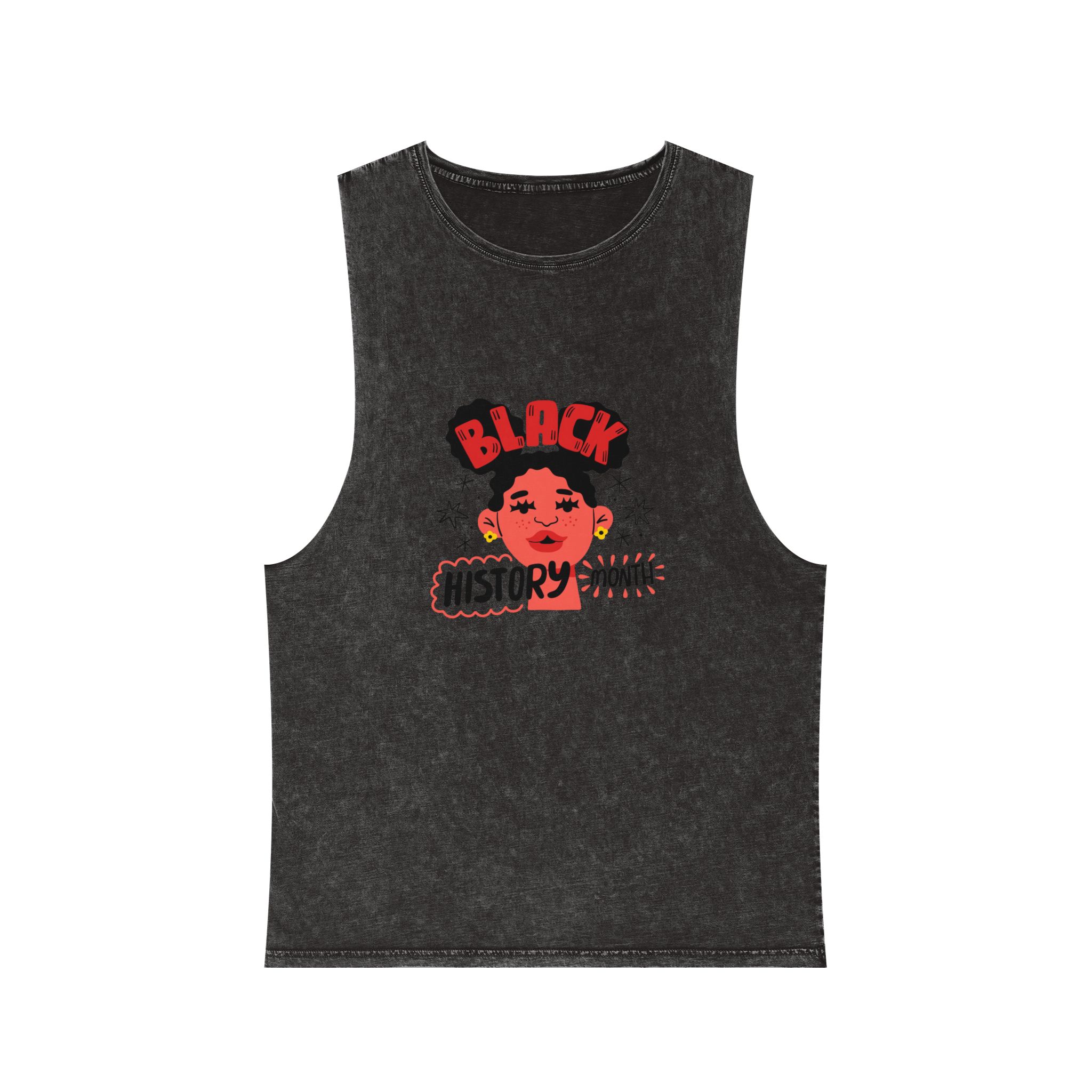 Flat Text Illustration Black History Month Celebration Unisex Stonewash Tank Top