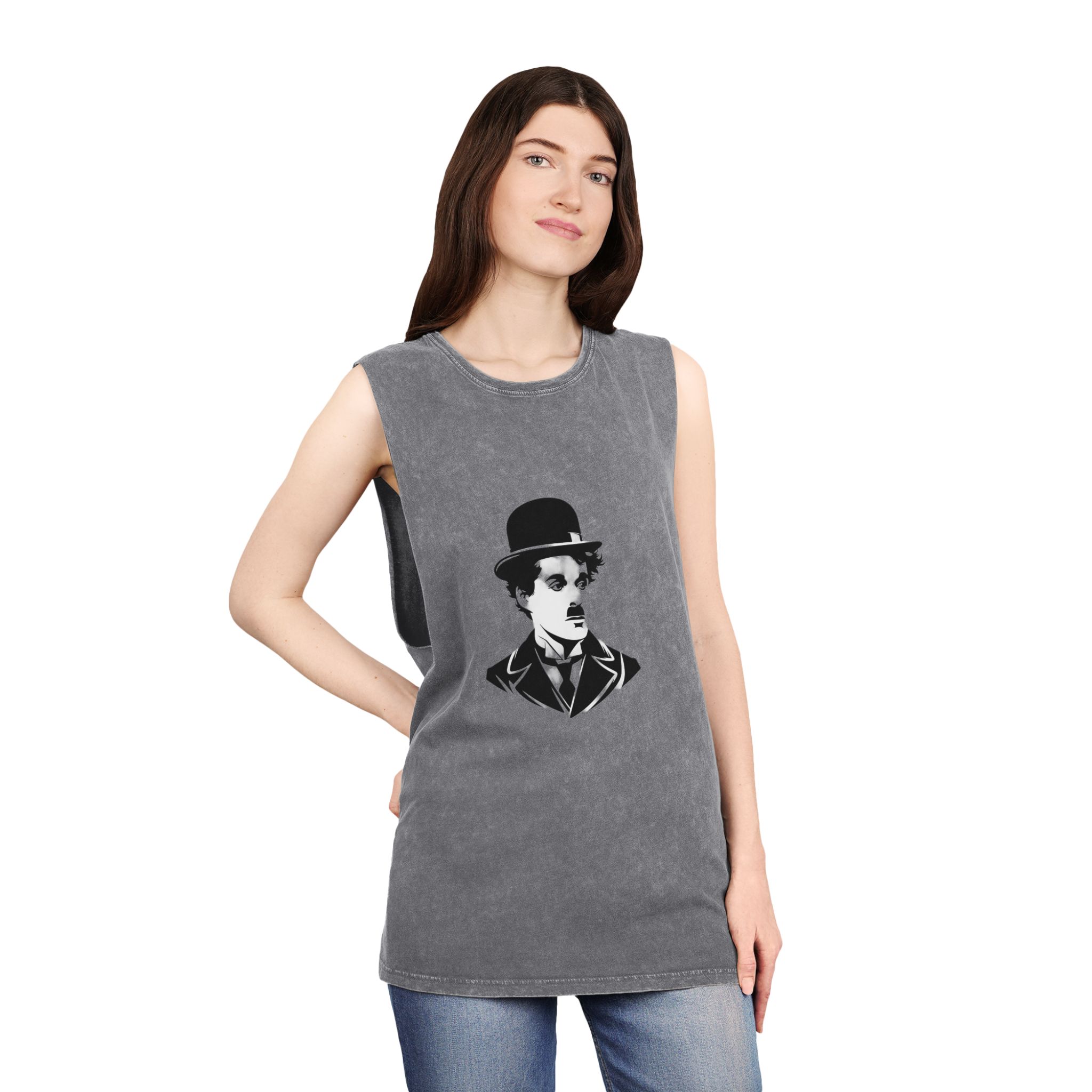 Charlie Chaplin Unisex Stonewash Tank Top - Image 12