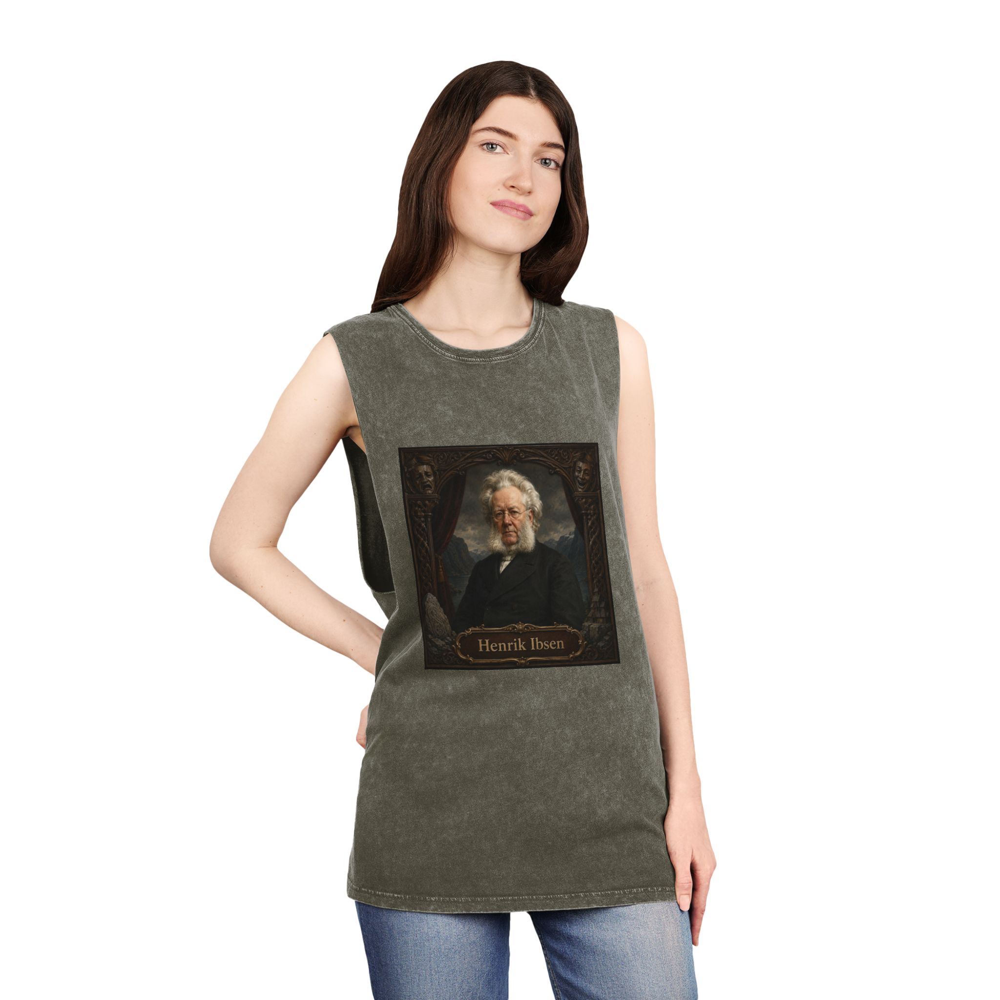 Henrik Ibsen Unisex Stonewash Tank Top - Image 8