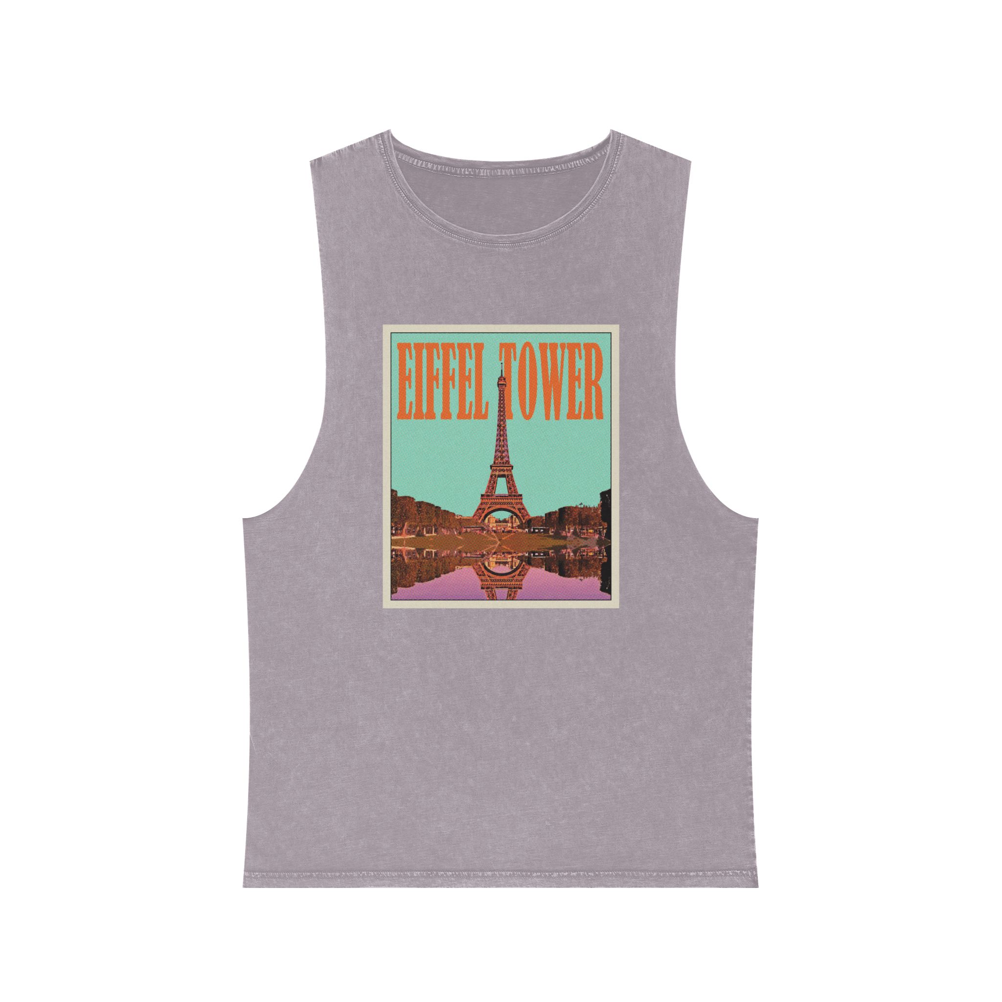 Eiffel Tower Retro Travel Poster Unisex Stonewash Tank Top - Image 17