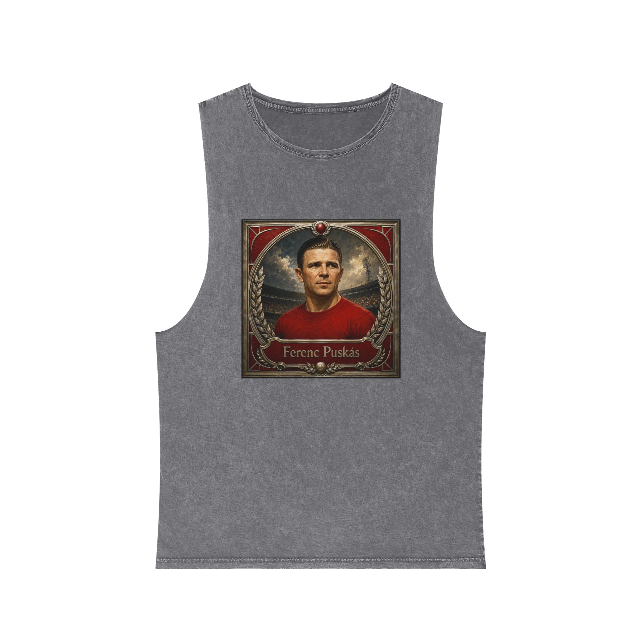 Ferenc Puskas Unisex Stonewash Tank Top - Image 9
