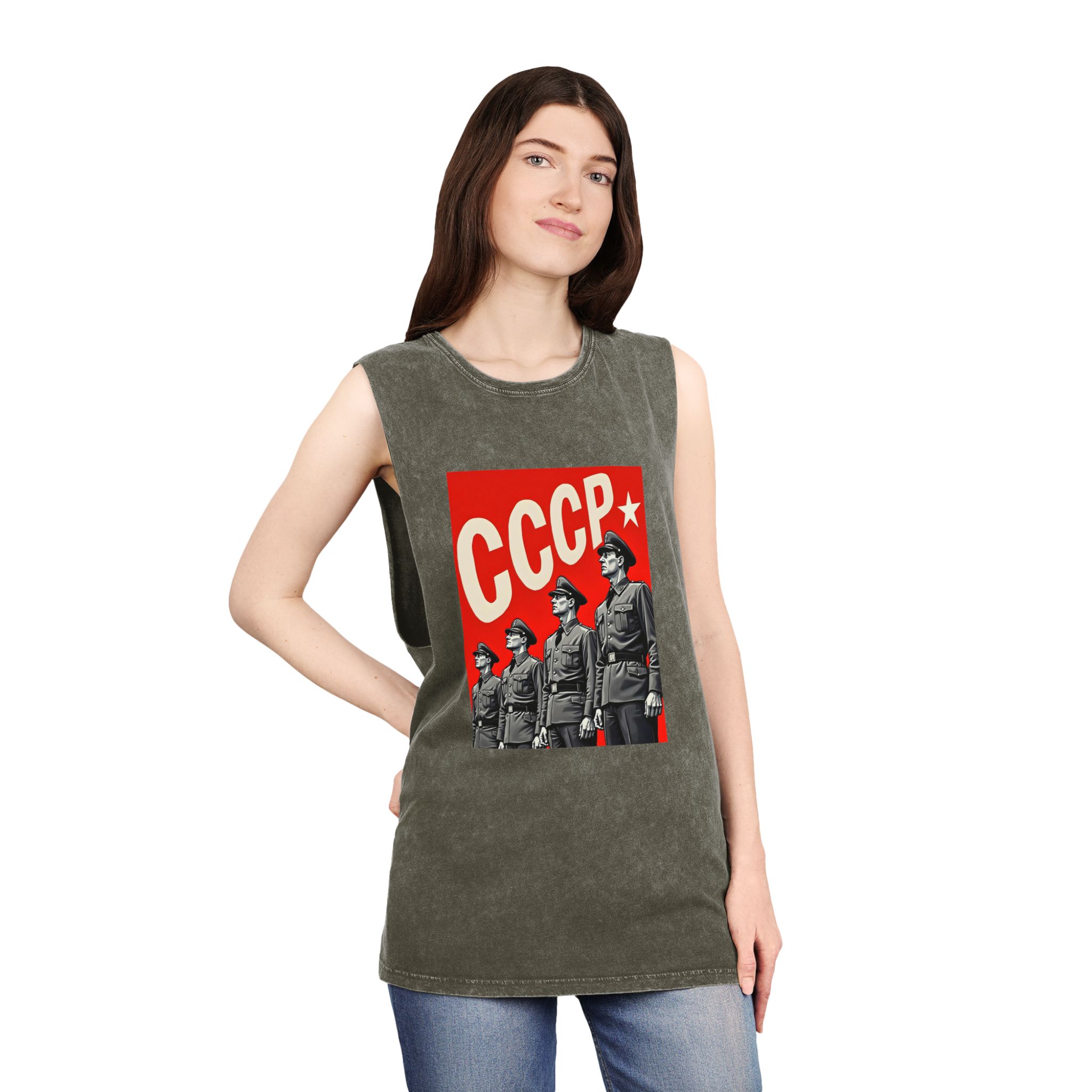 Cccp 1 Unisex Stonewash Tank Top - Image 8