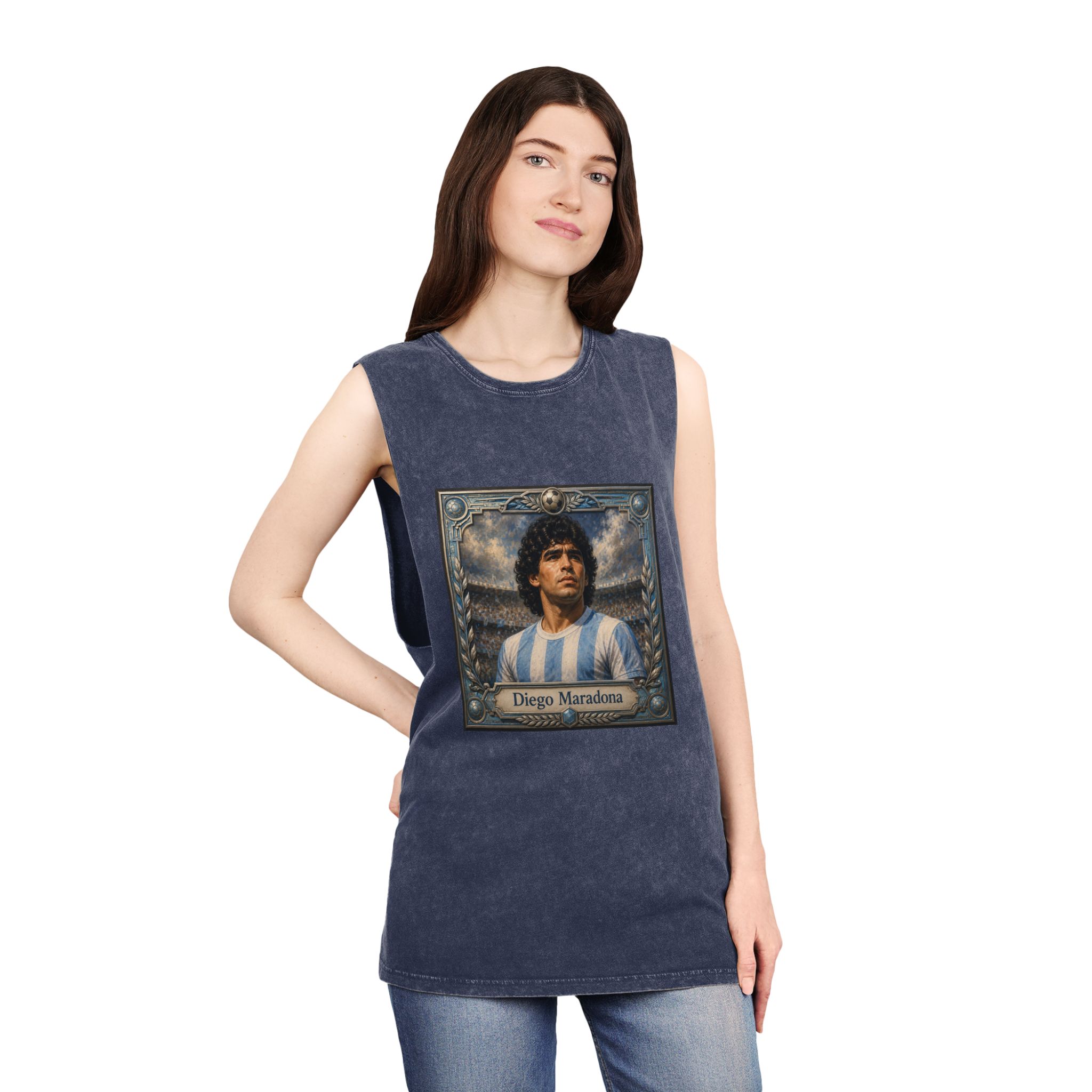 Diego Maradona Unisex Stonewash Tank Top - Image 16