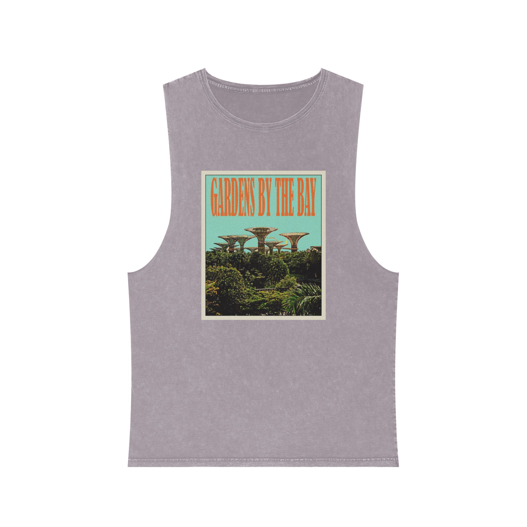 Gardens By Bay Retro Travel Poster Unisex Stonewash Tank Top - Image 17