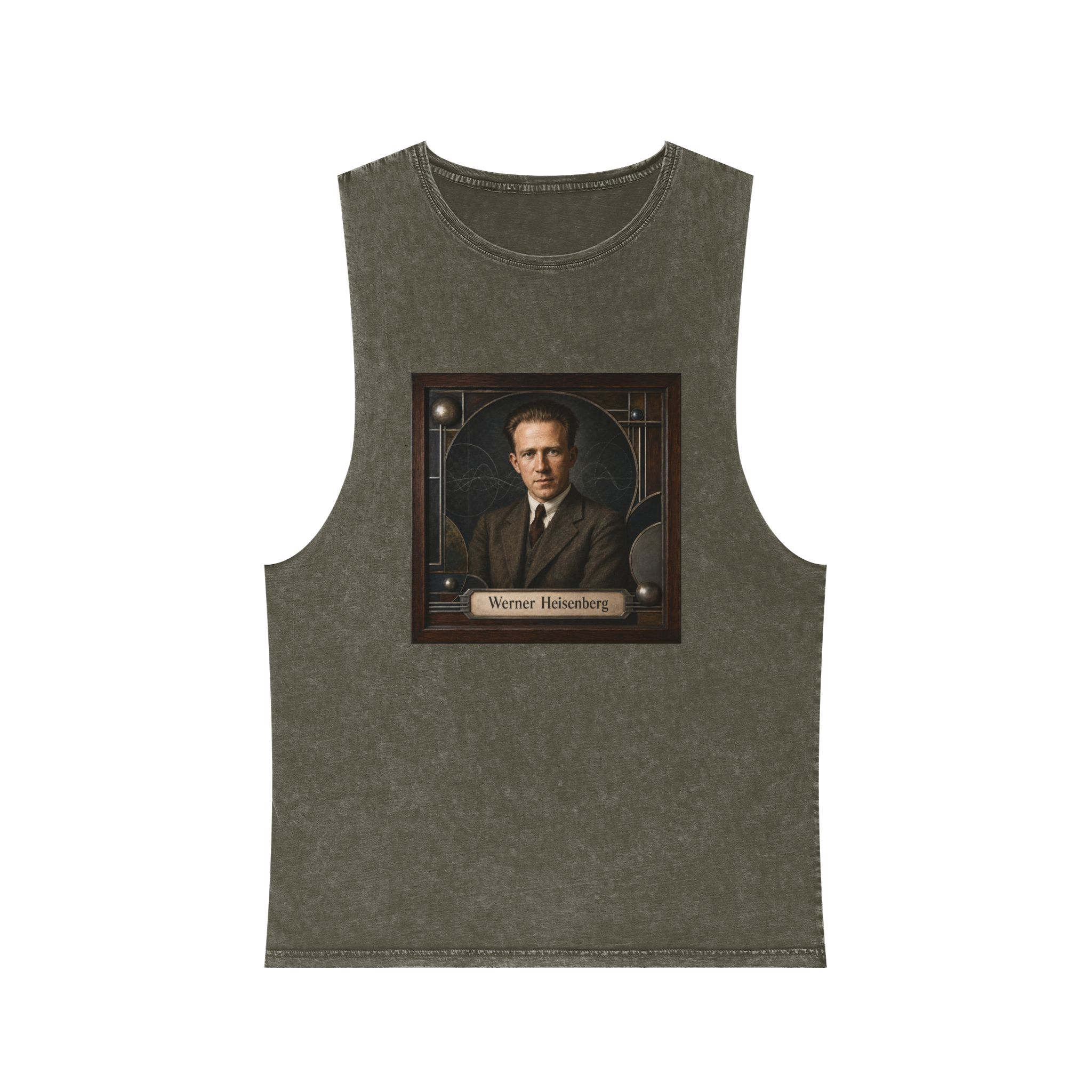 Werner Heisenberg Unisex Stonewash Tank Top - Image 5