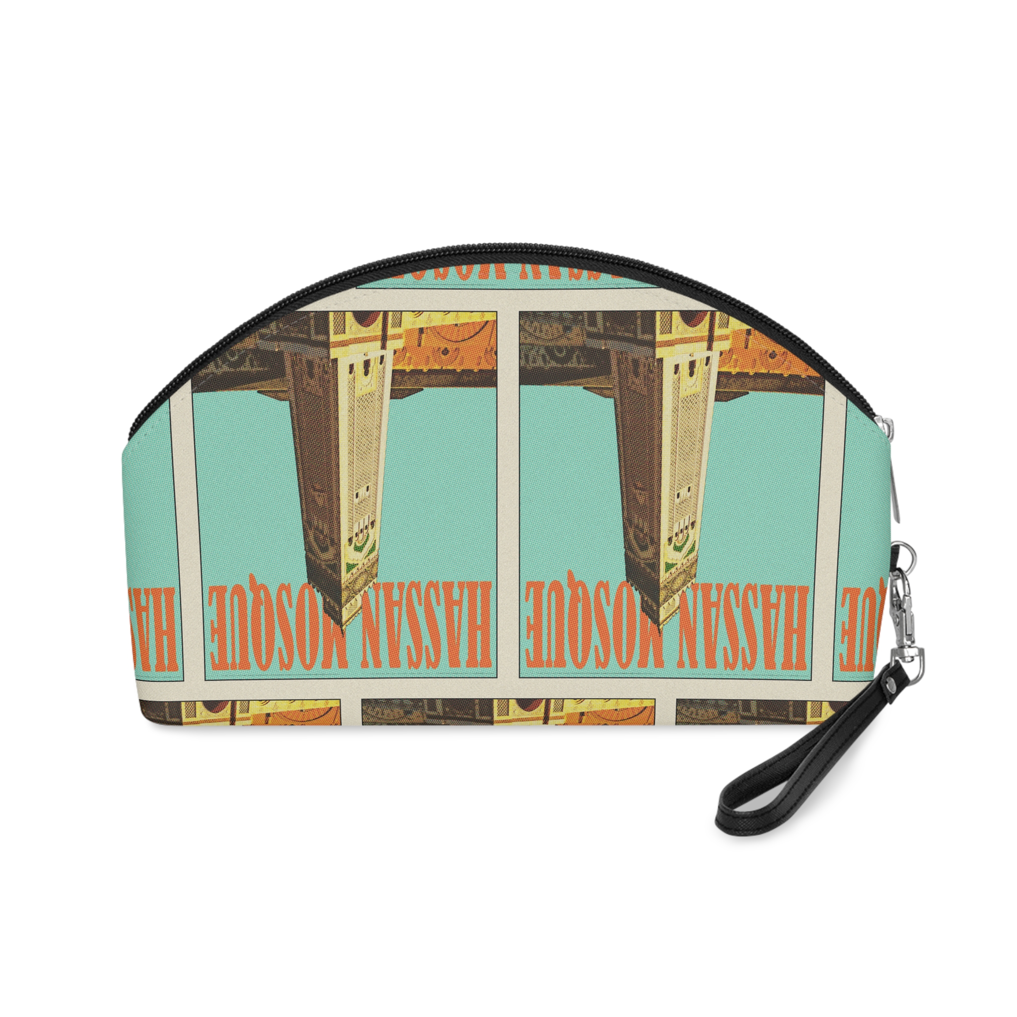 Hassan Mosque Retro Travel Poster (1) Makeup Bag - Image 2